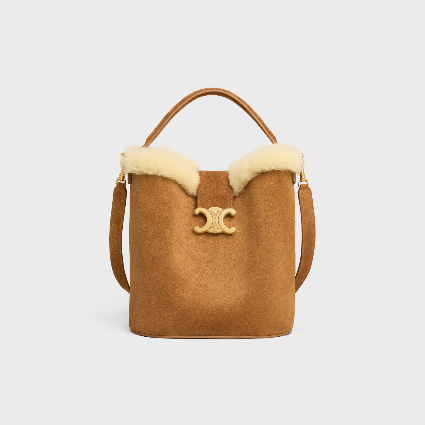 Medium Louise Bag In Suede Calfskin And Shearling