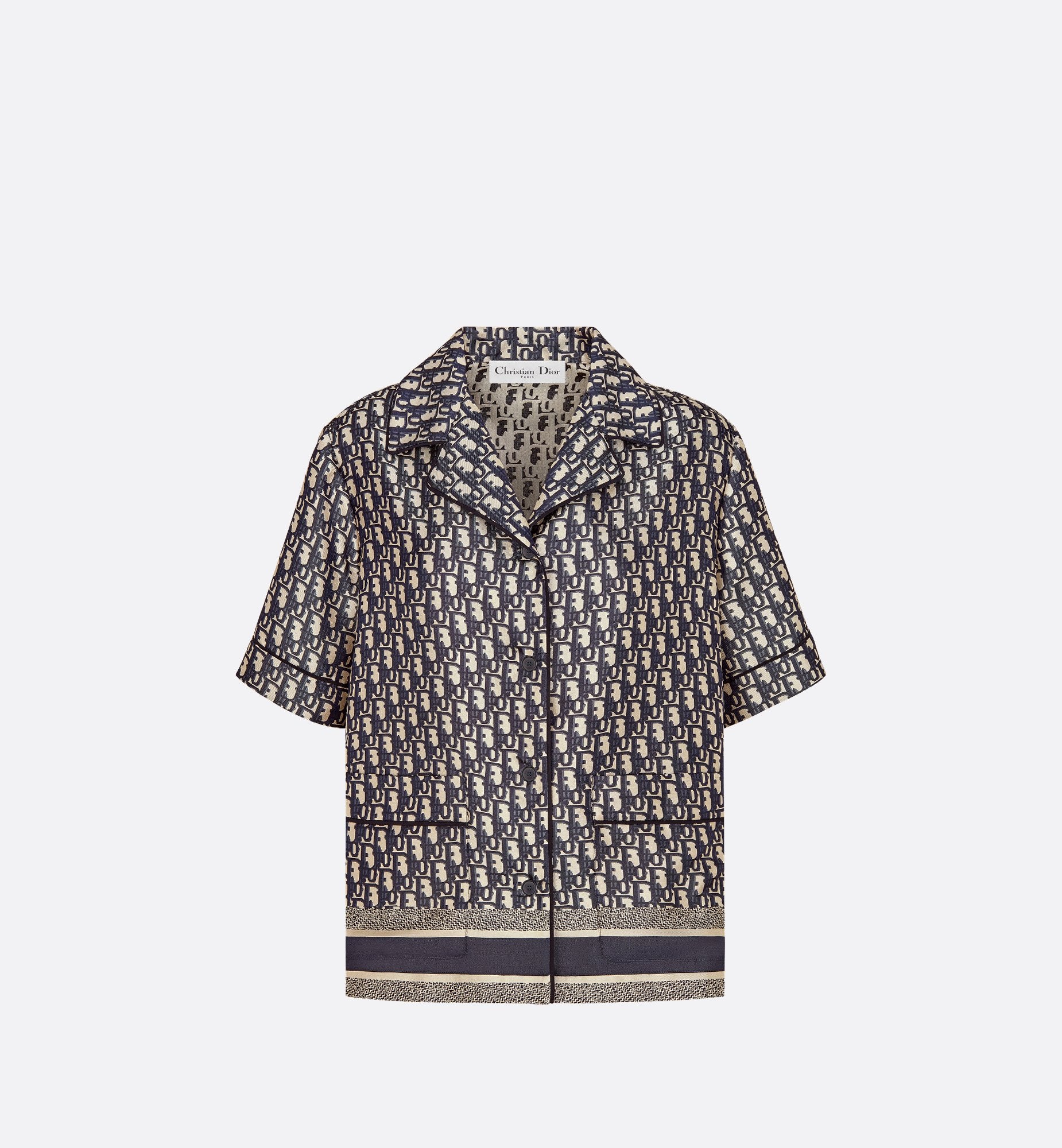 Chez Moi Short-Sleeved Shirt Blue Dior Oblique Silk Twill