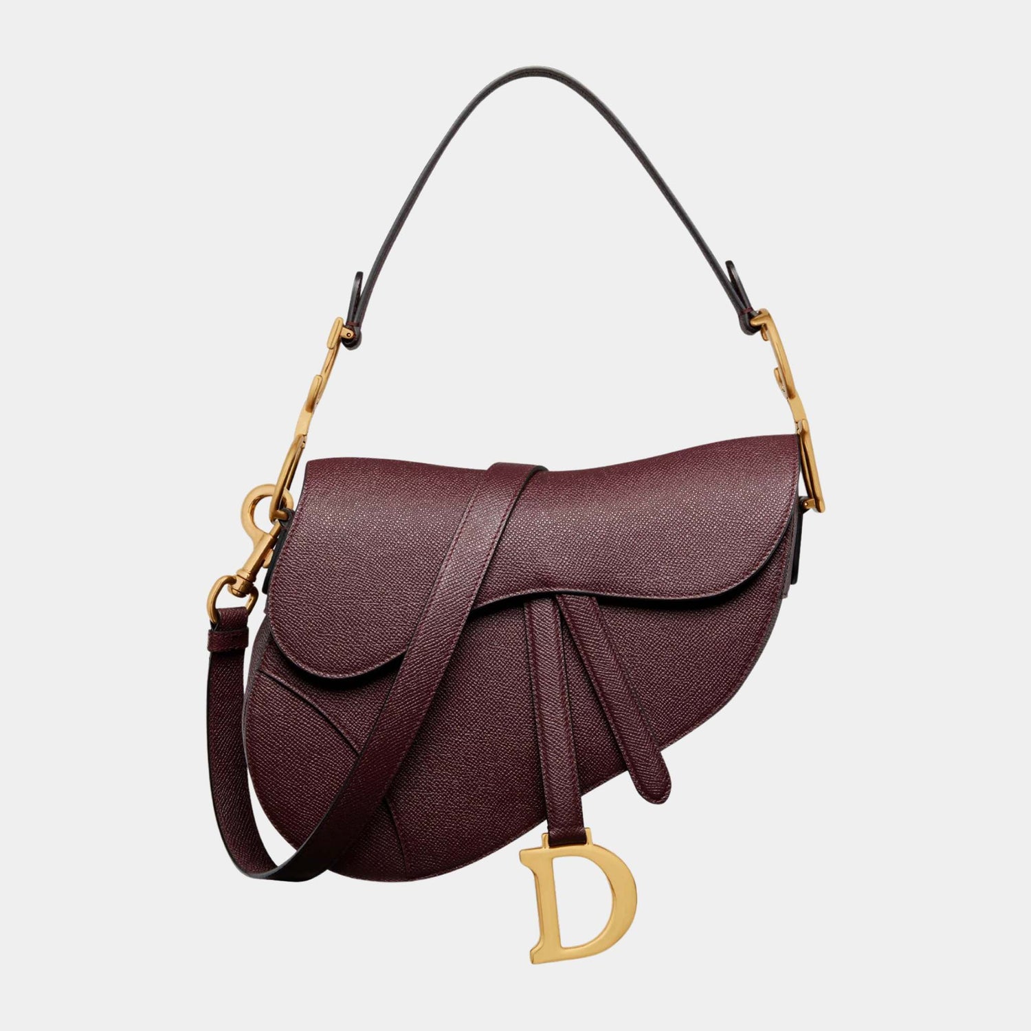 Dior Saddle Bag With Strap, plum, front 