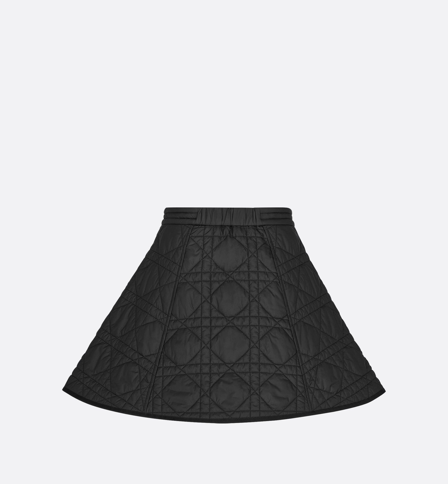 Macrocannage Miniskirt Black Quilted Technical Taffeta