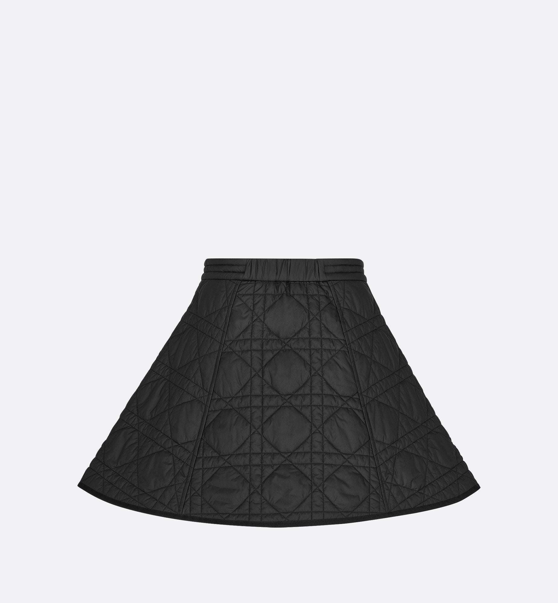 Macrocannage Miniskirt Black Quilted Technical Taffeta