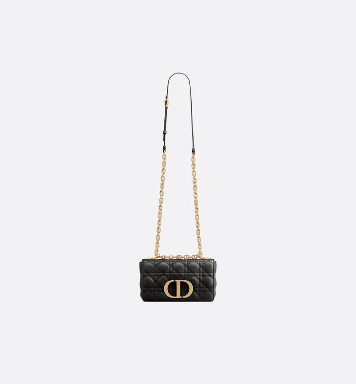 Small Dior Caro Bag Black Supple Cannage Calfskin