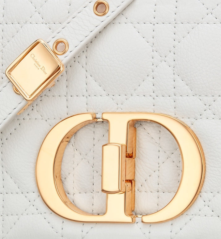 Small Dior Caro Bag Ivory Supple Cannage Calfskin