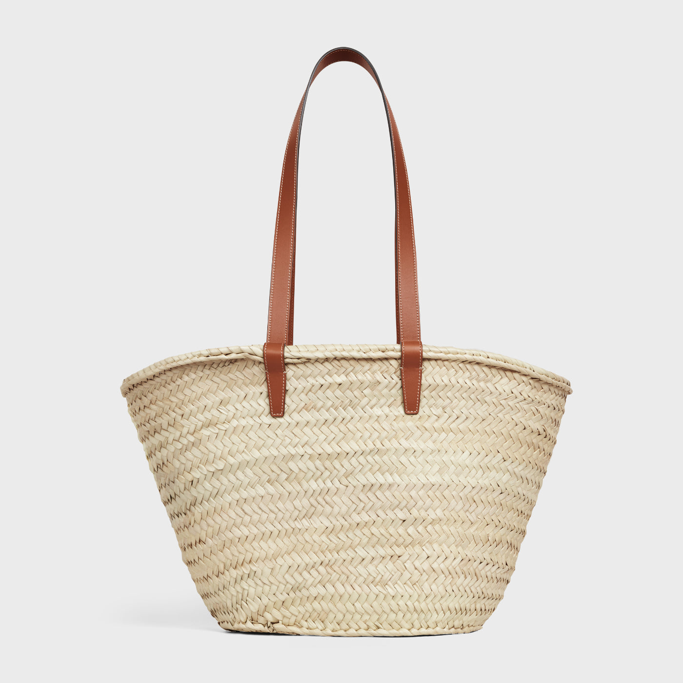 Medium Celine Classic Panier In Palm Leaves And Calfskin