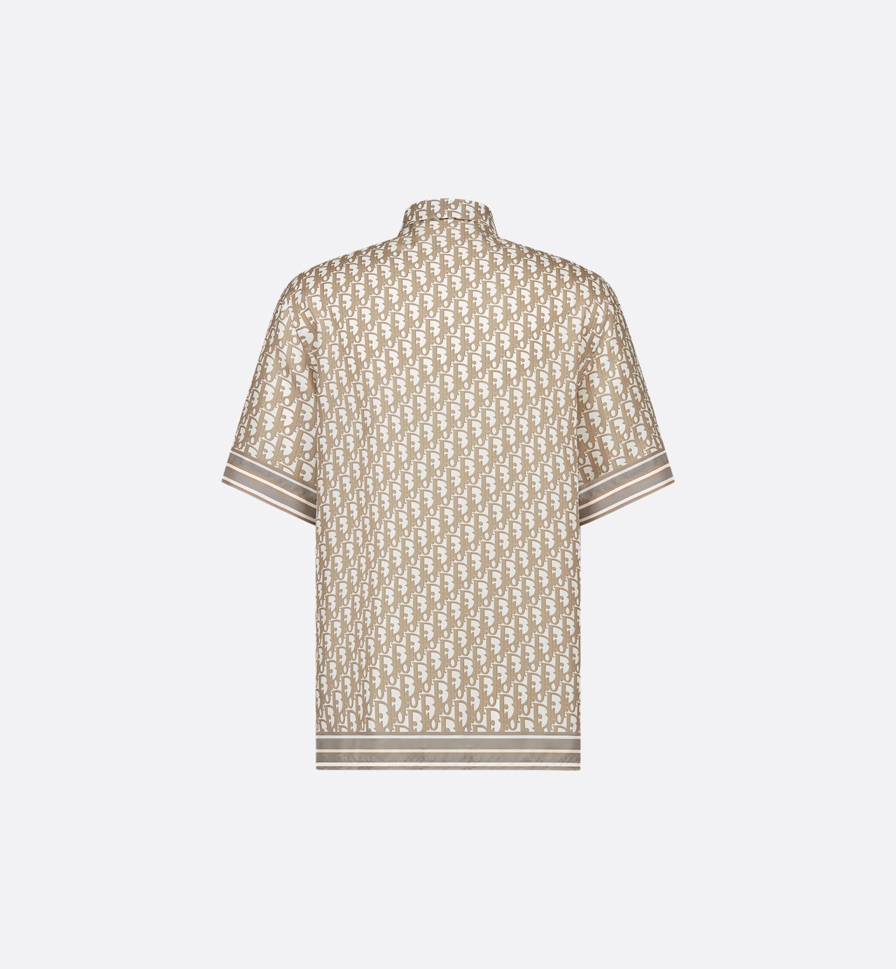 Oblique Short-Sleeved Shirt Beige Silk Twill