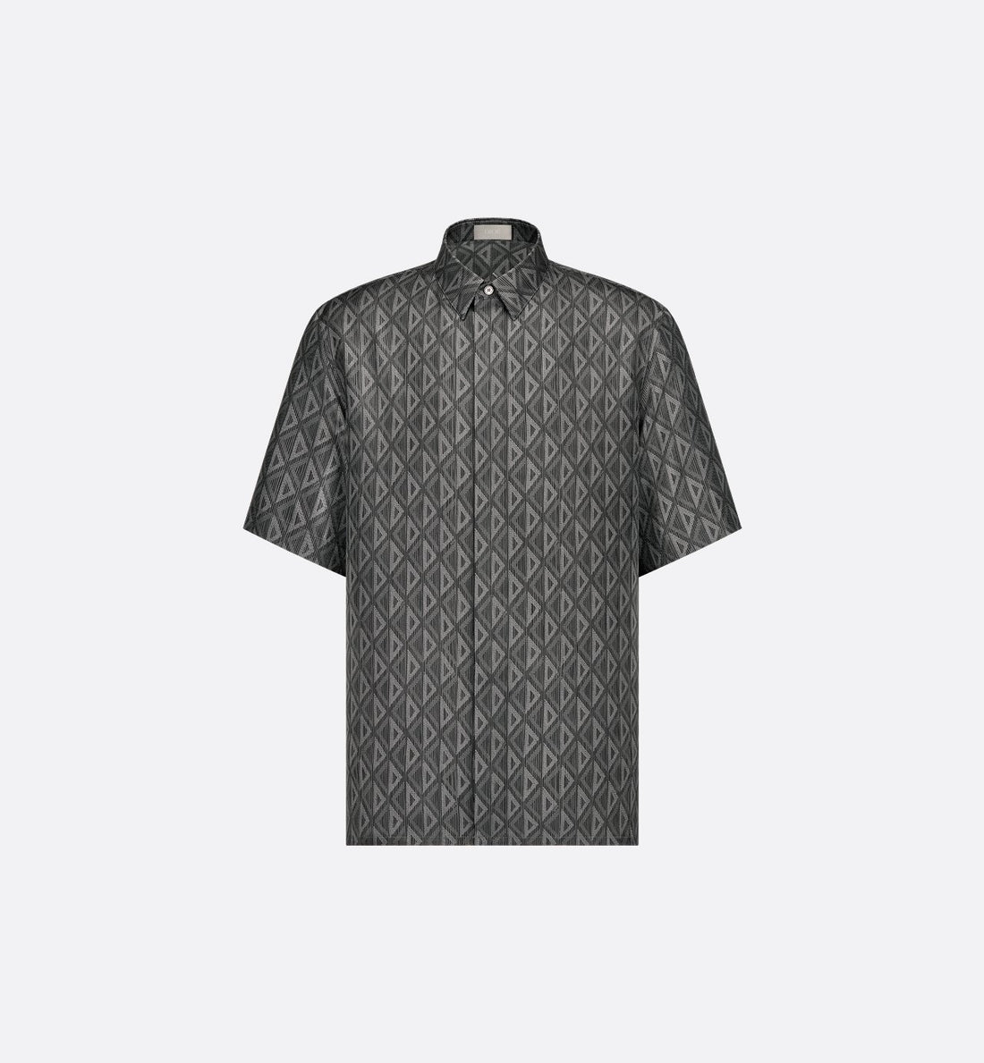 Cd Diamond Short-Sleeved Shirt Black And Gray Silk Twill