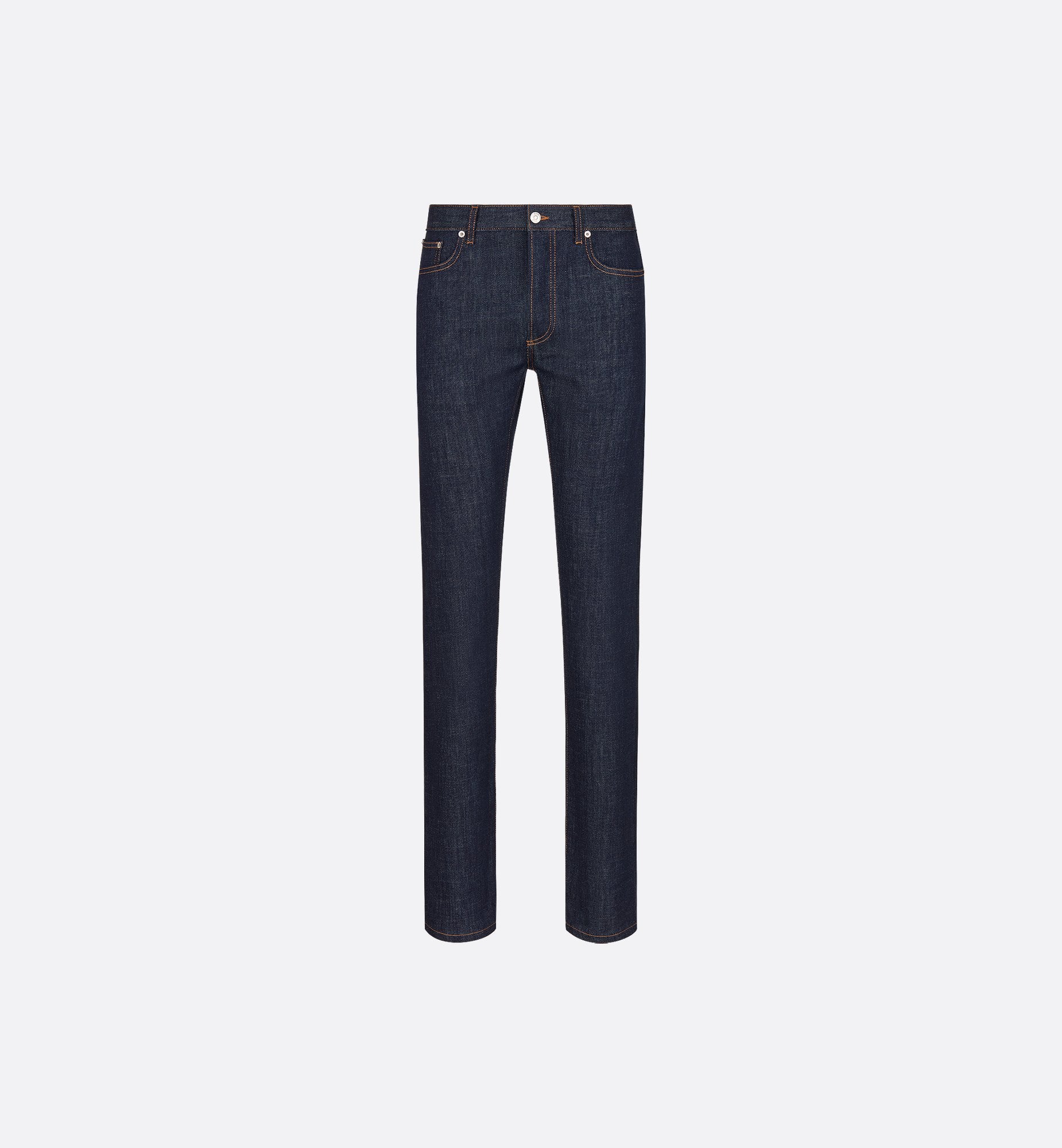 Long Slim-Fit Dior Oblique Jeans Blue Raw Cotton Denim