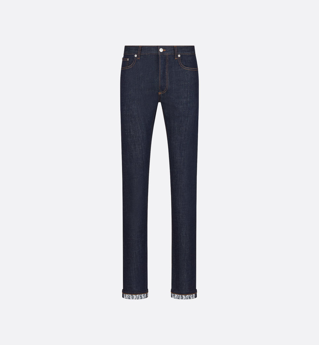 Long Slim-Fit Dior Oblique Jeans Blue Raw Cotton Denim