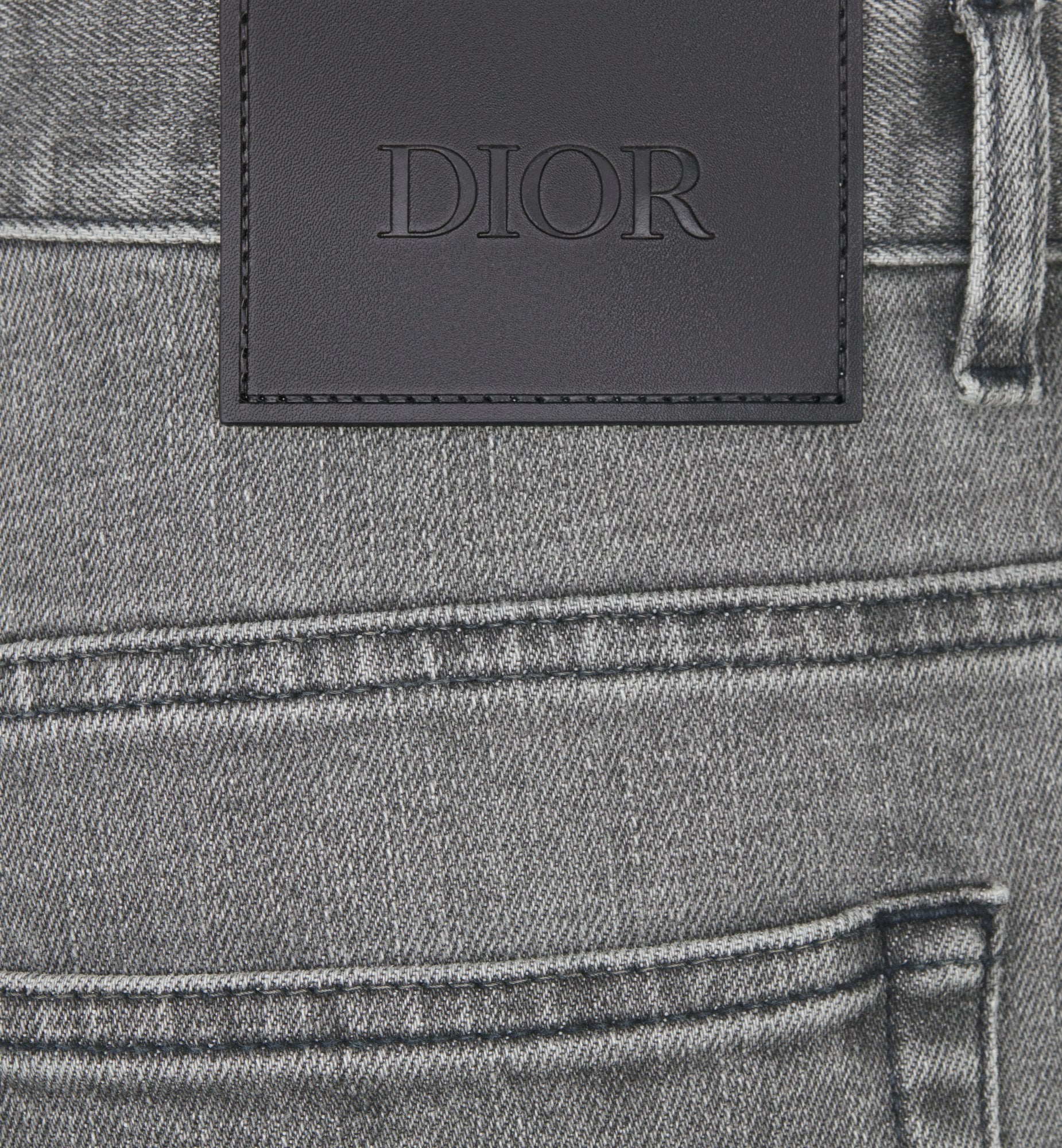 Long Slim-Fit Jeans Gray Cotton-Blend Twill