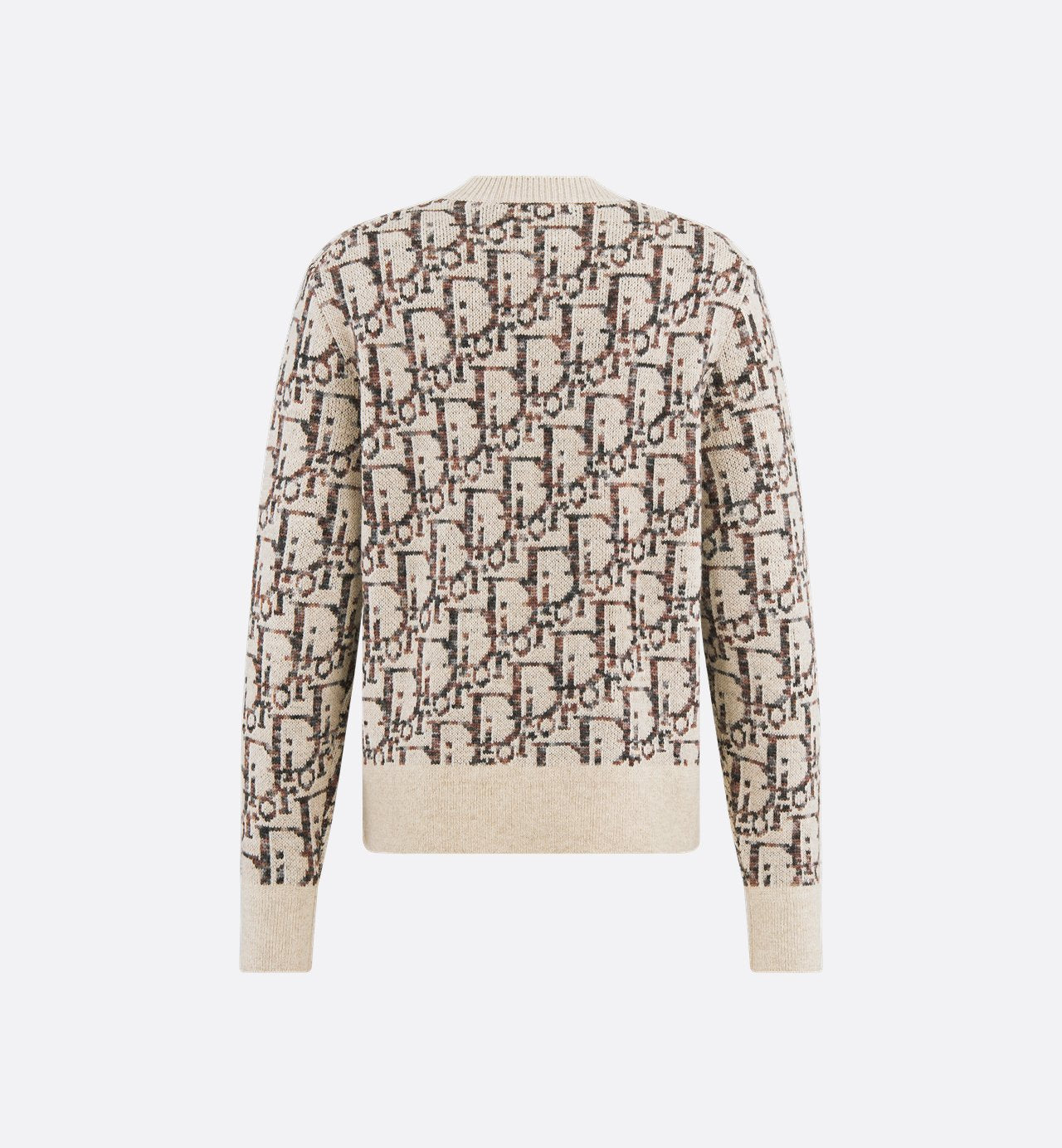 Oblique Sweater Beige And Brown Virgin Wool Jacquard