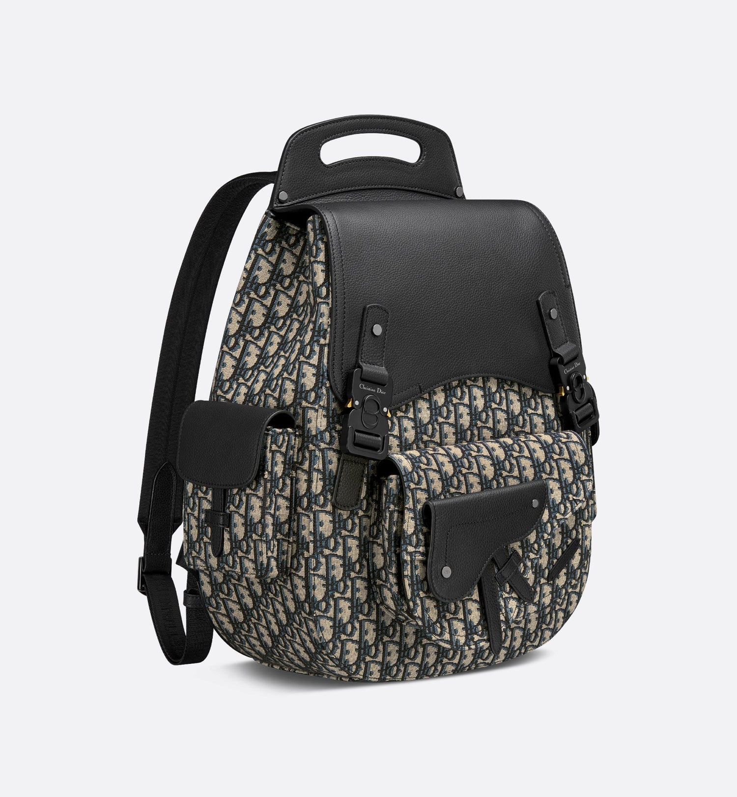 Maxi Gallop Backpack Beige And Black Dior Oblique Jacquard With Black Grained Calfskin