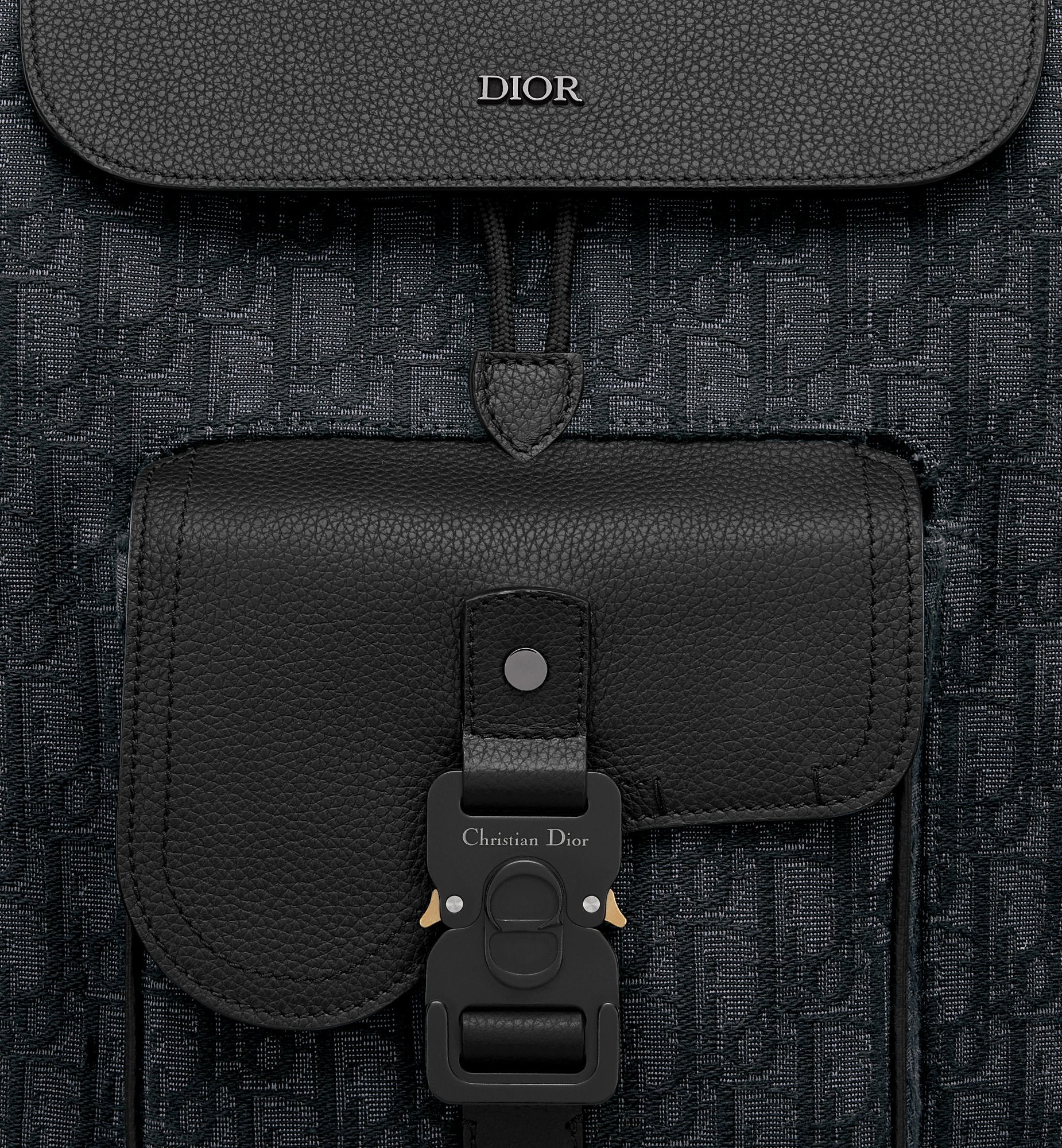 Saddle Backpack With Flap Black Dior Oblique Jacquard And Black Grained Calfskin