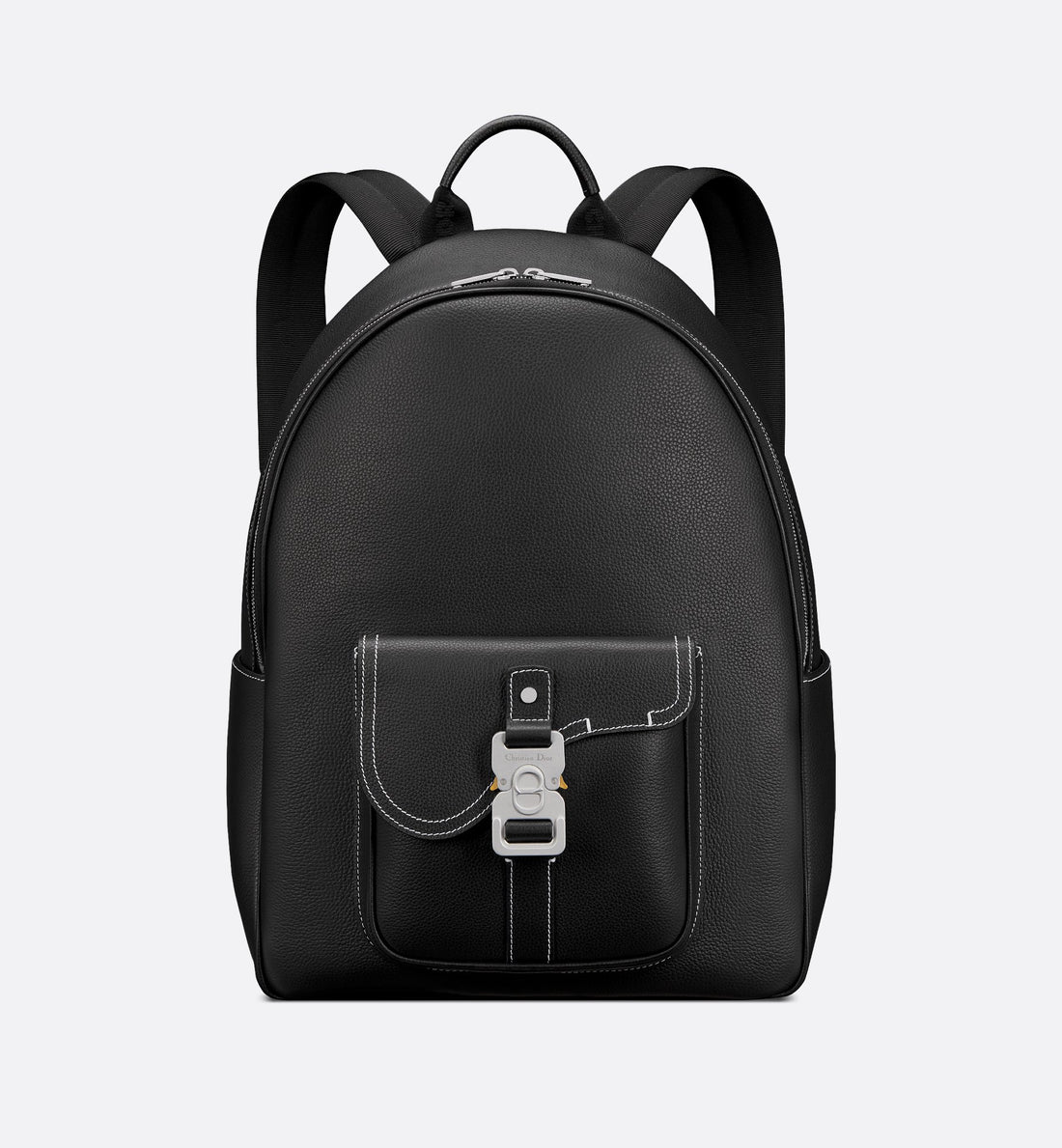 Saddle Zip Backpack Black Grained Calfskin