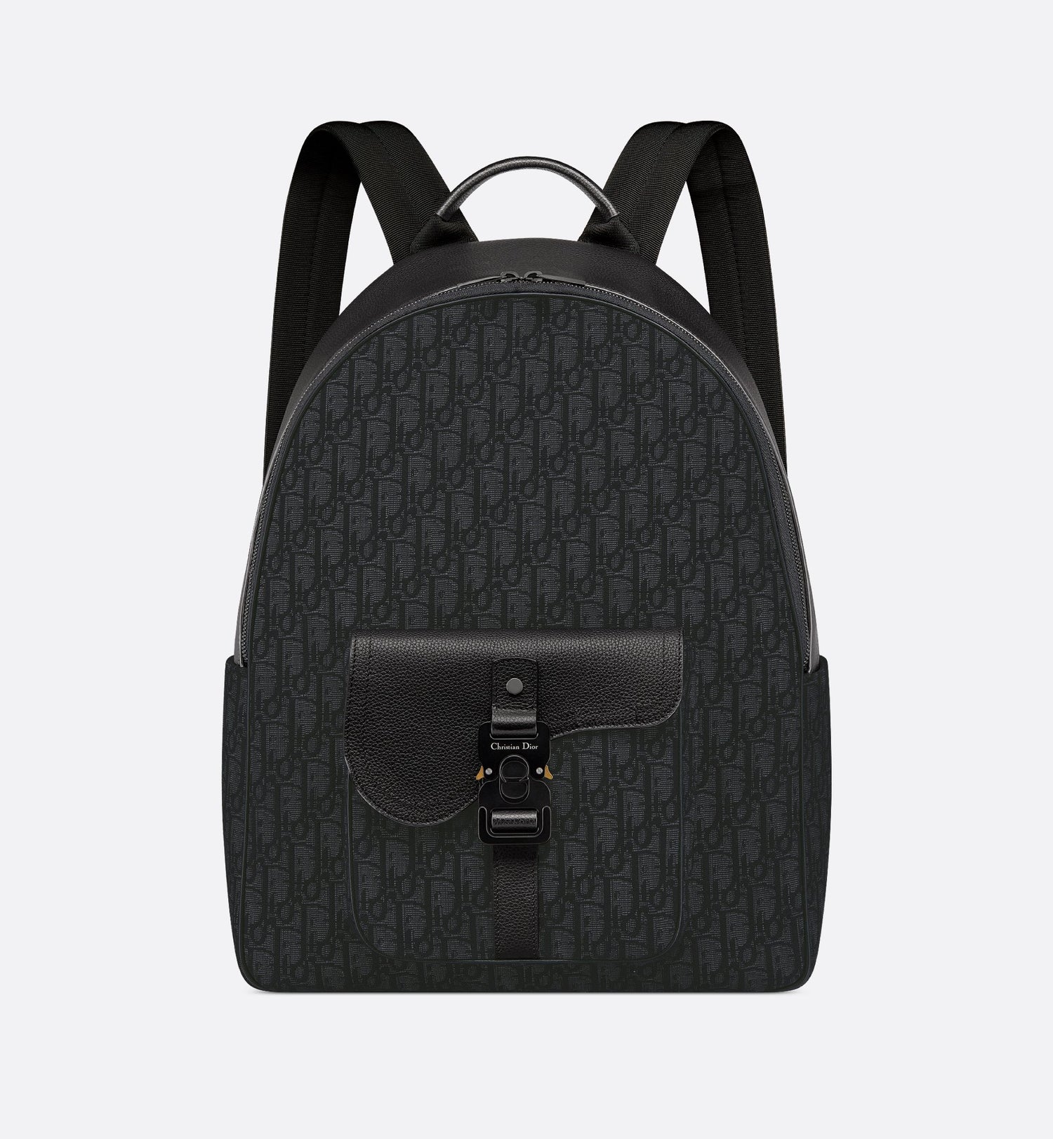 Saddle Zip Backpack Black Dior Oblique Jacquard And Black Grained Calfskin