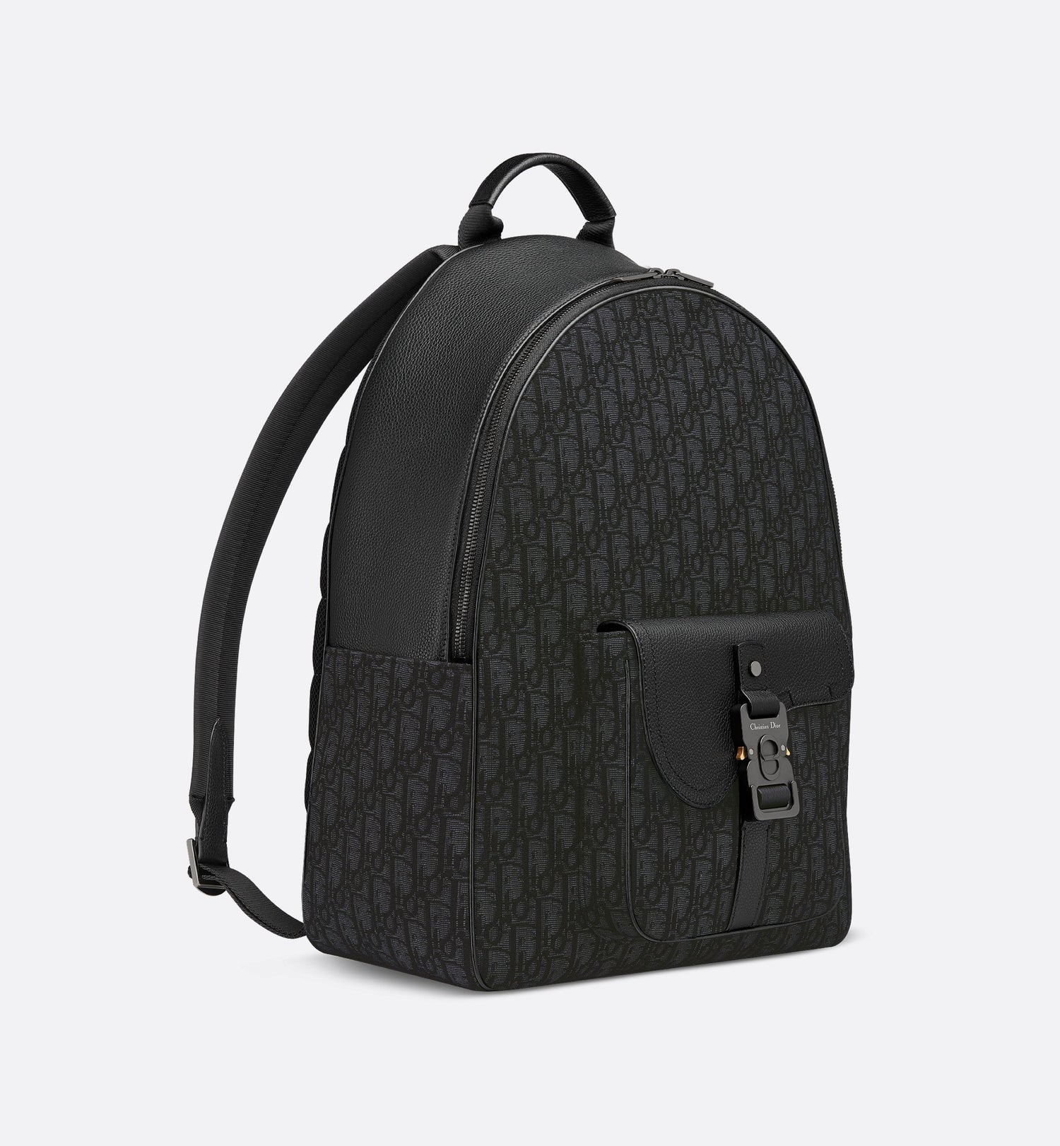 Saddle Zip Backpack Black Dior Oblique Jacquard And Black Grained Calfskin