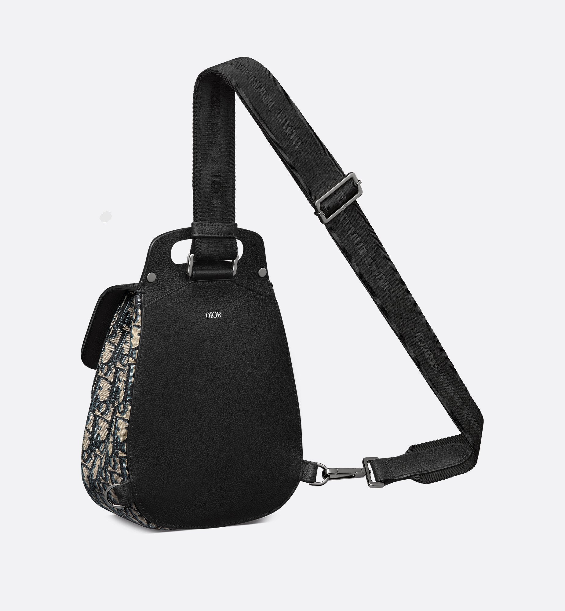 Gallop Sling Bag Beige And Black Dior Oblique Jacquard And Black Grained Calfskin