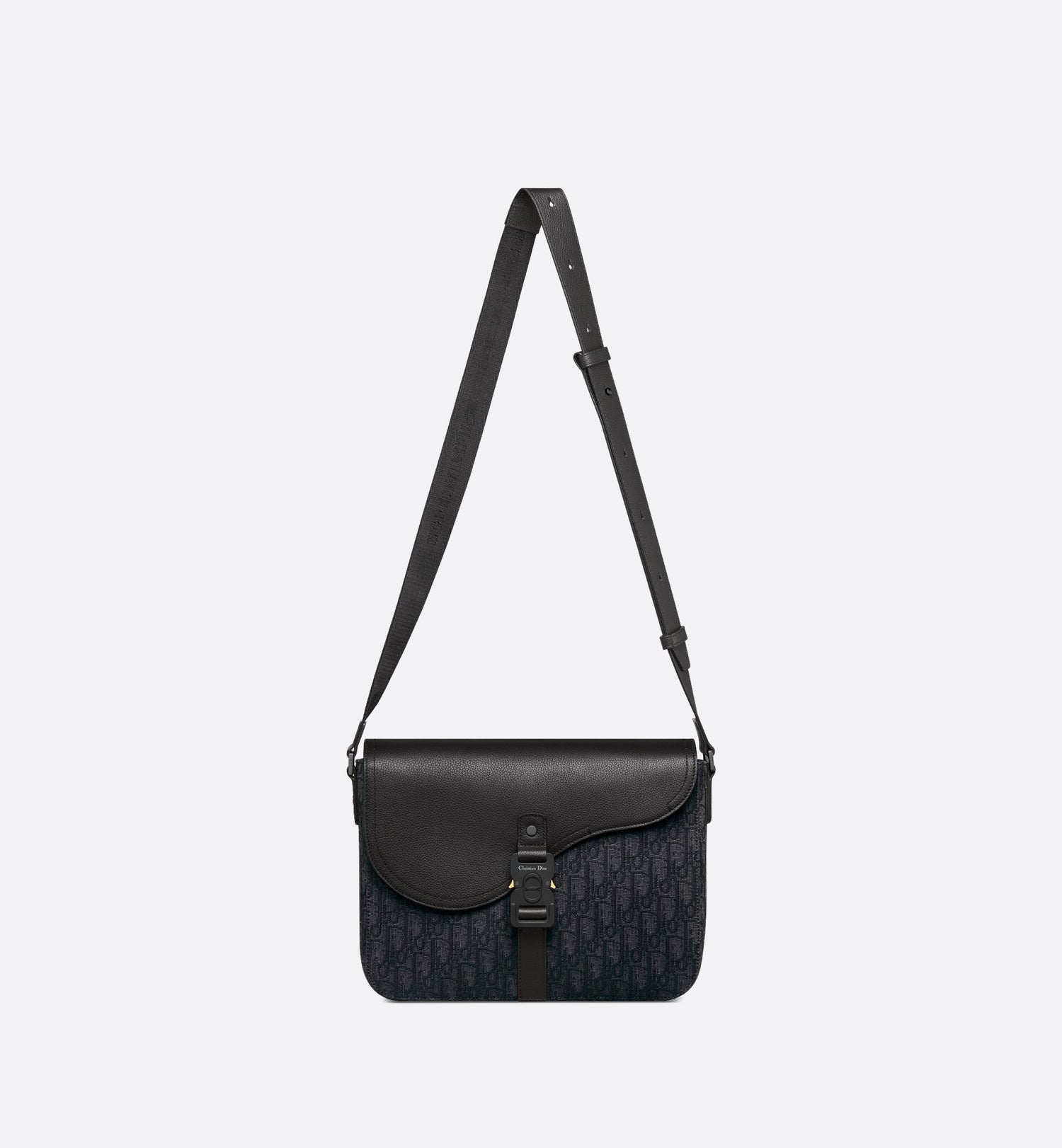 Saddle Messenger Bag With Flap Black Dior Oblique Jacquard And Black Grained Calfskin