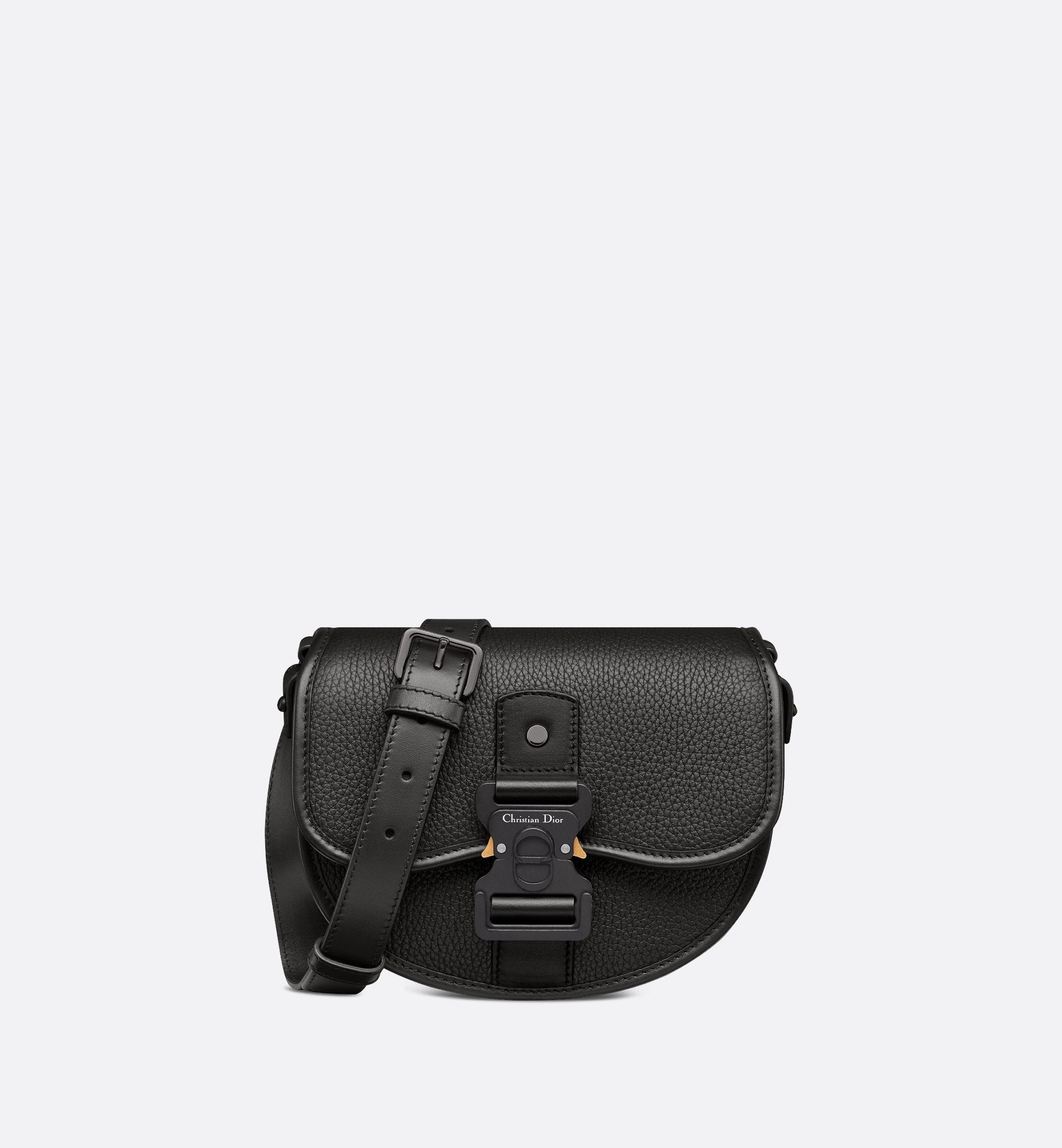 Mini Gallop Bag With Strap Black Grained And Smooth Calfskin