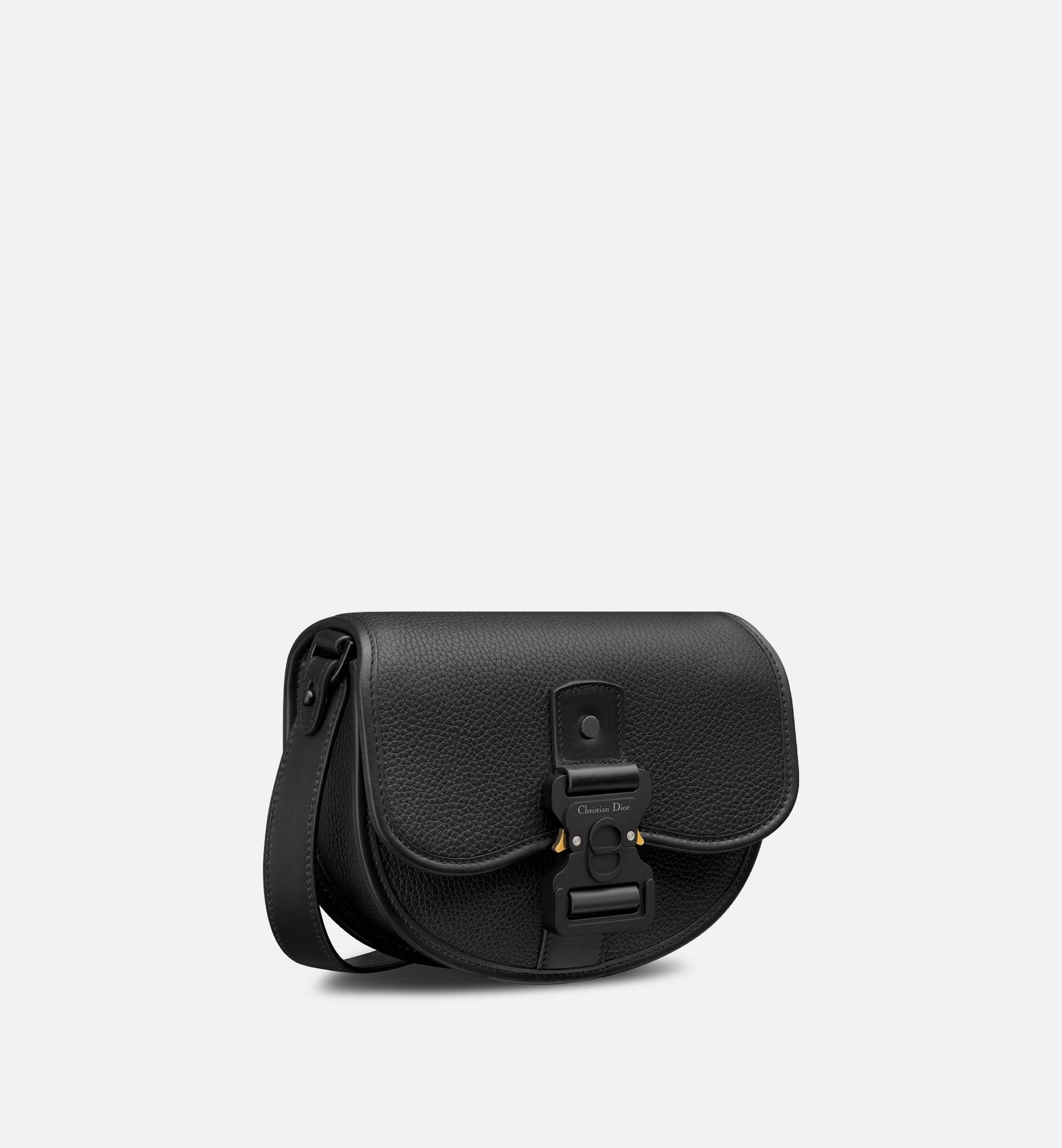 Mini Gallop Bag With Strap Black Grained And Smooth Calfskin