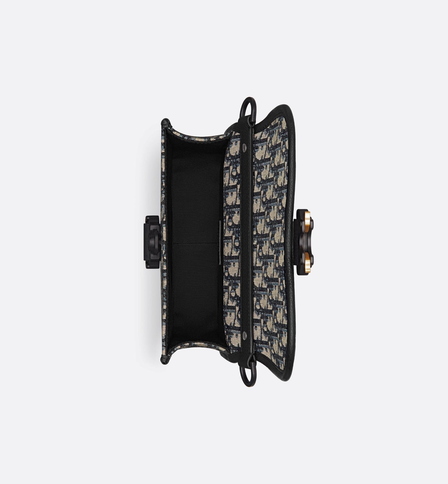 Mini Gallop Bag With Strap Beige And Black Dior Oblique Jacquard With Black Grained Calfskin