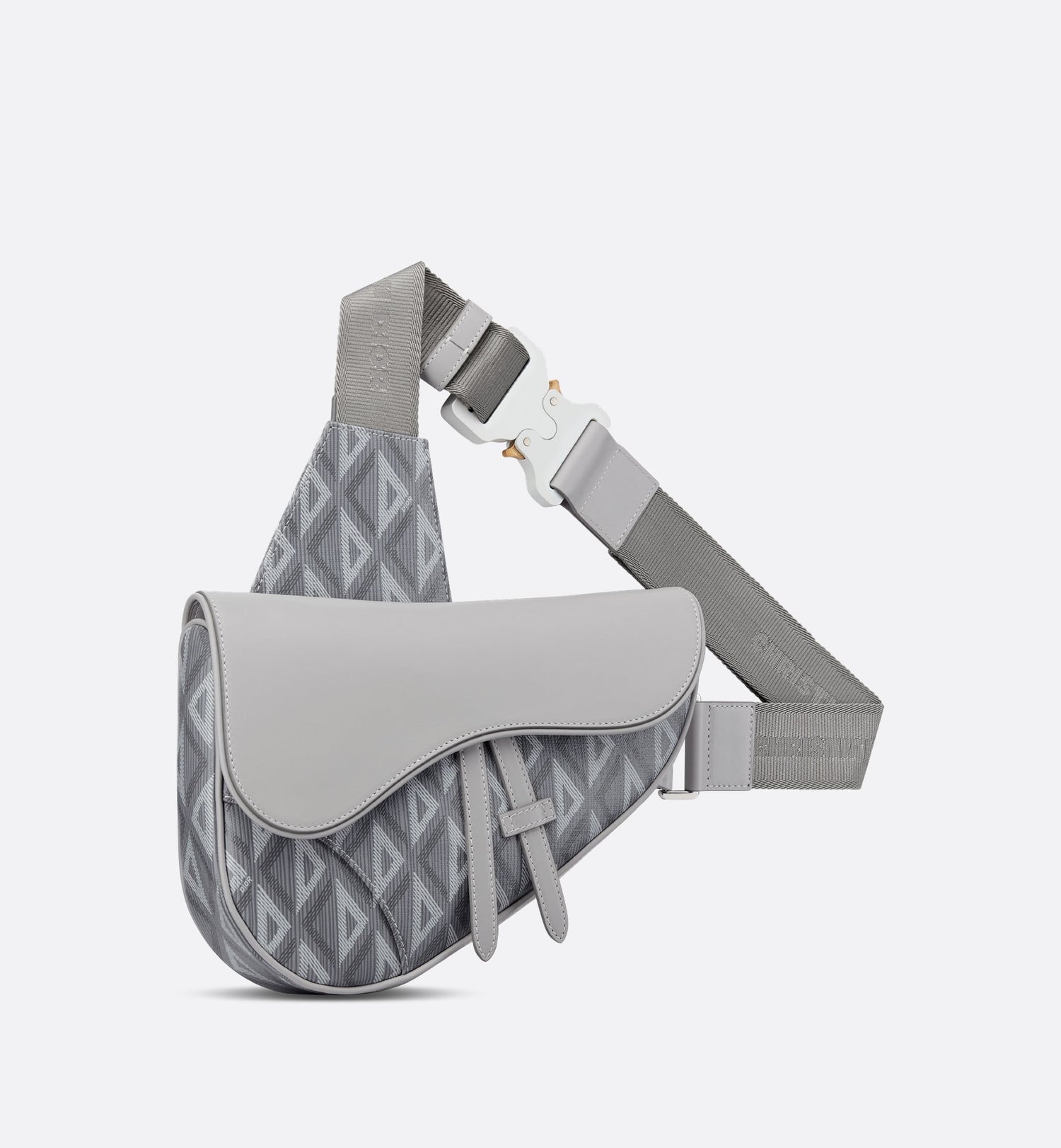 Saddle Bag Dior Gray Coated Cotton Canvas With Cd Diamond Print And Dior Gray Smooth Calfskin