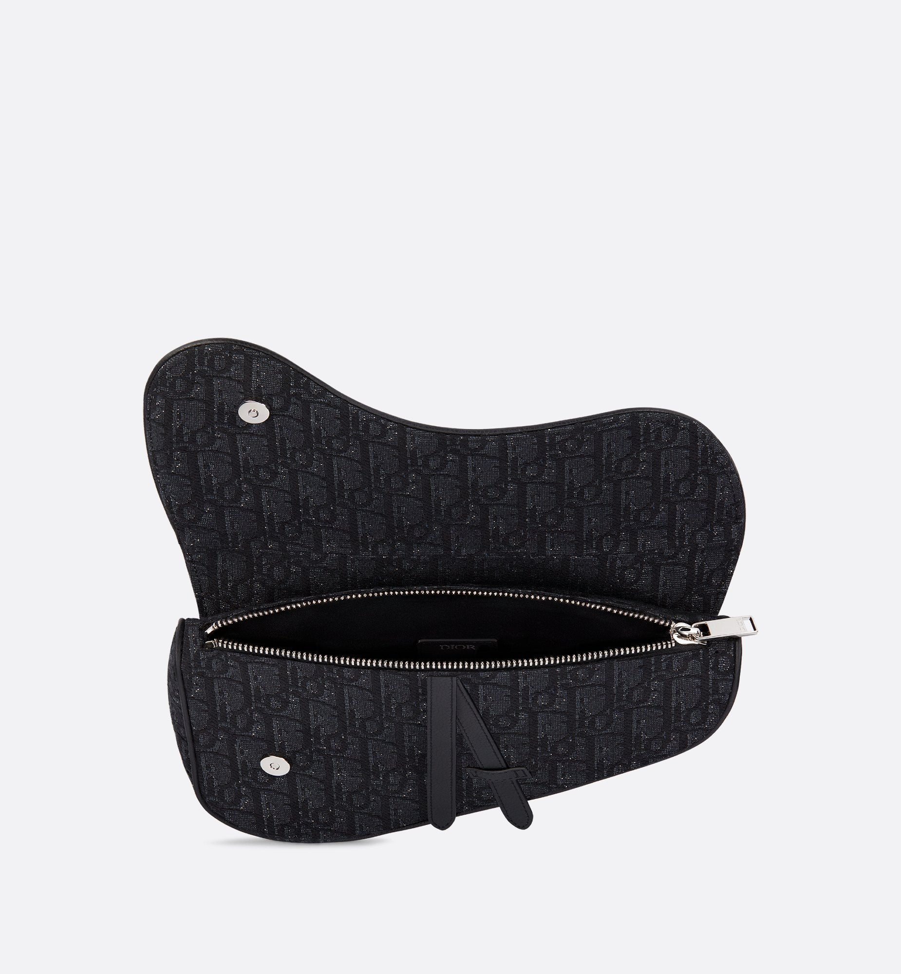 Saddle Bag Black Dior Oblique Jacquard