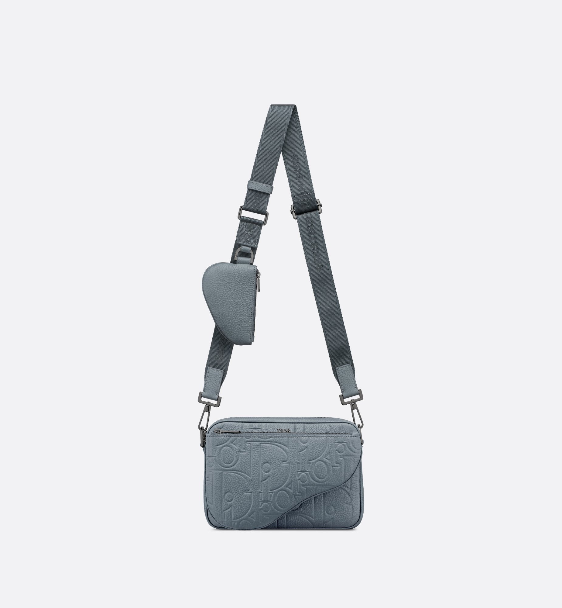 Saddle Triple Pouch Deep Gray Dior Gravity Leather And Deep Gray Grained Calfskin