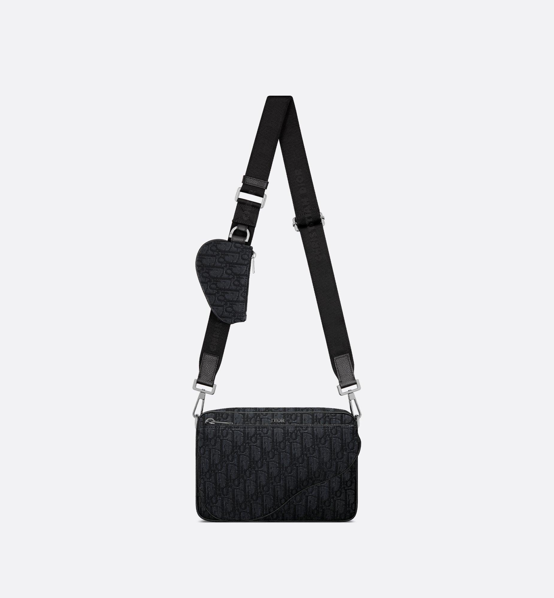 Saddle Triple Pouch Black Dior Oblique Jacquard