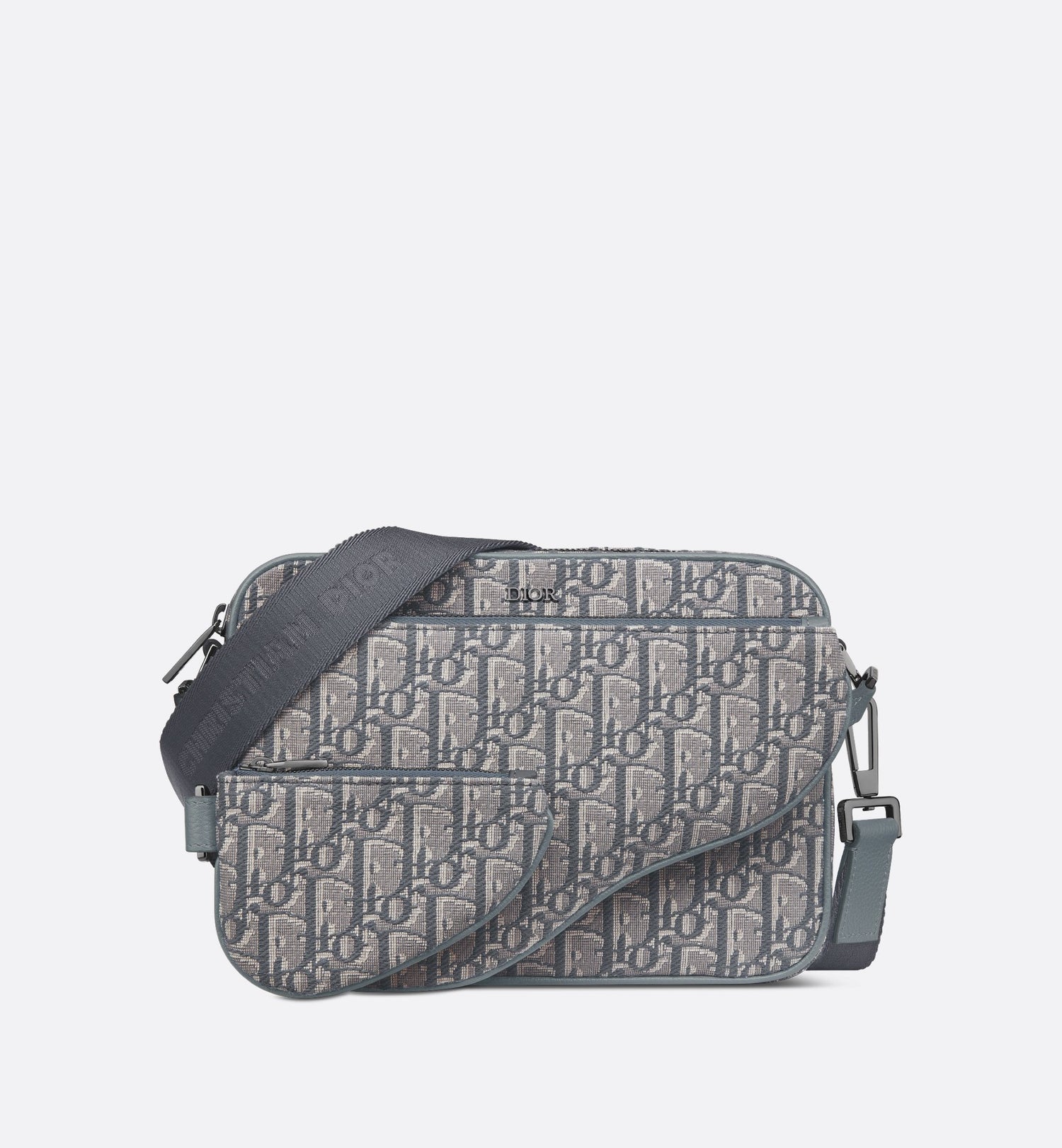 Saddle Triple Pouch Deep Gray Dior Oblique Jacquard