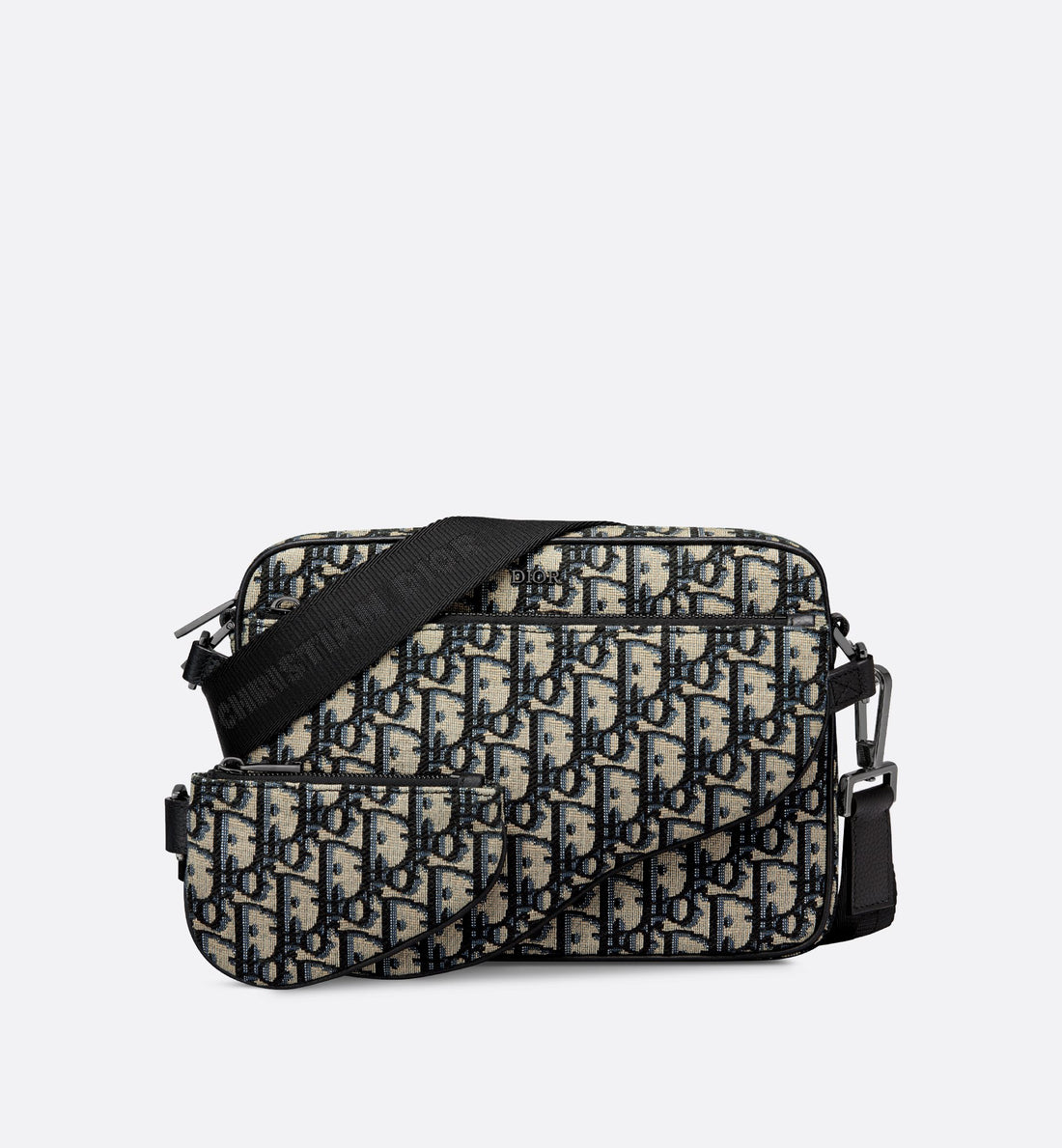 Saddle Triple Pouch Beige And Black Dior Oblique Jacquard