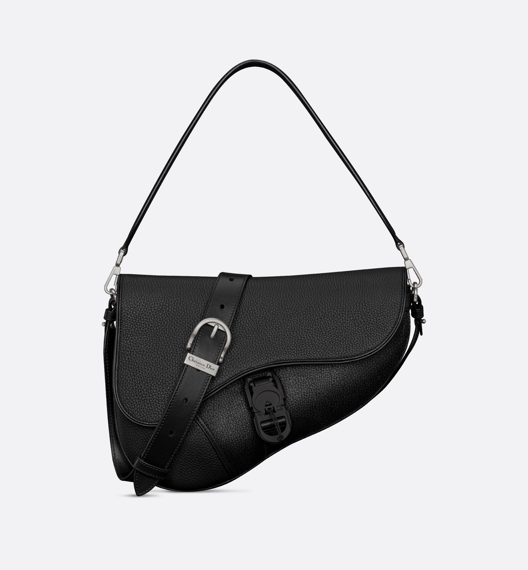 Saddle Twin Bag Black Grained Calfskin