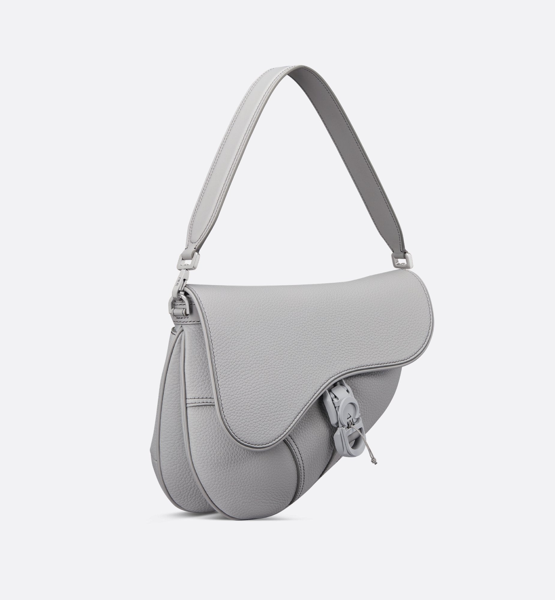 Saddle Twin Bag Gray Grained Calfskin