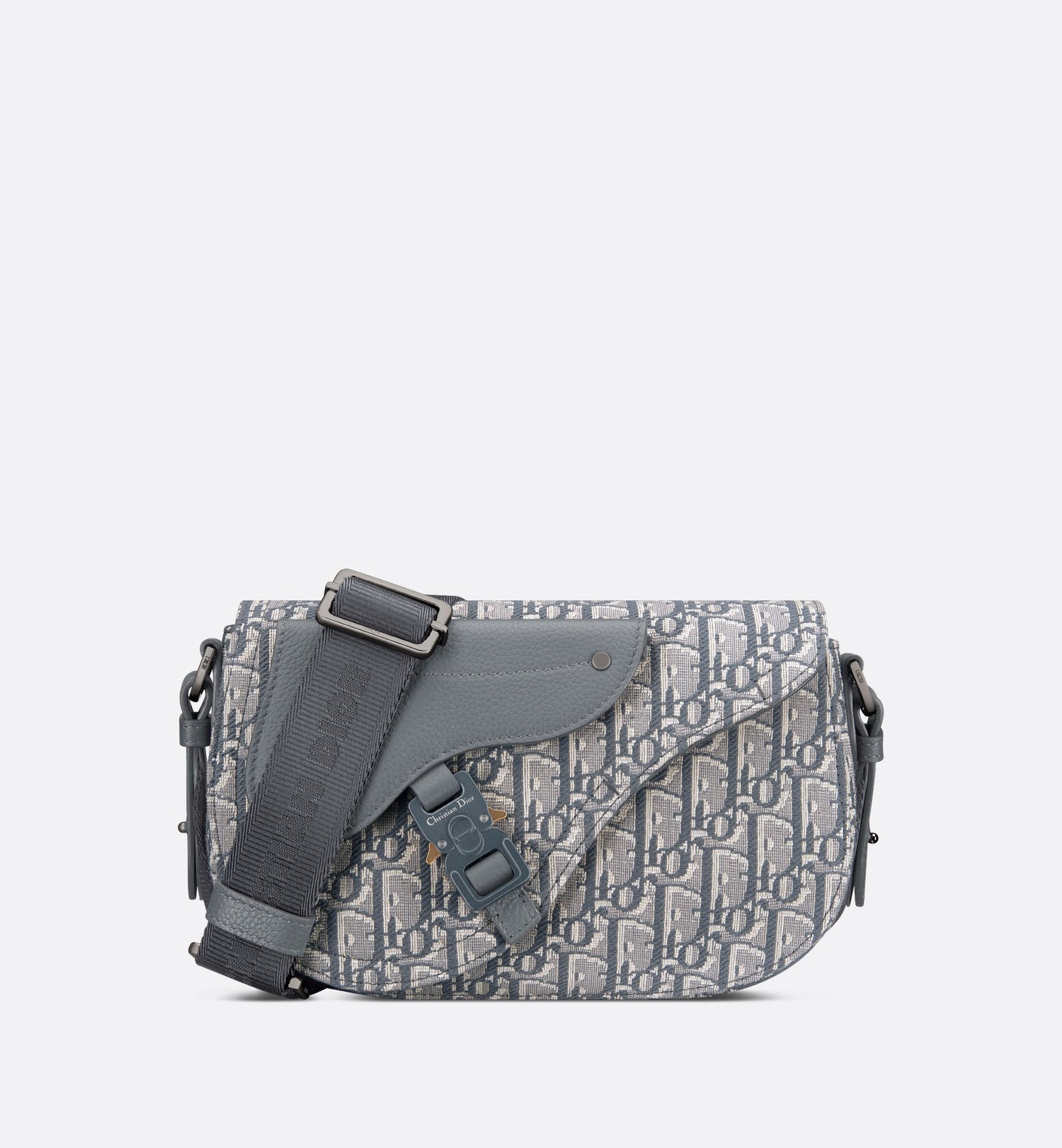 Saddle Messenger Bag Deep Gray Dior Oblique Jacquard And Deep Gray Grained Calfskin