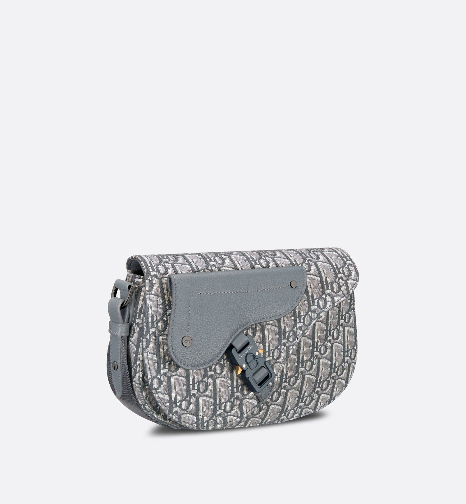 Saddle Messenger Bag Deep Gray Dior Oblique Jacquard And Deep Gray Grained Calfskin