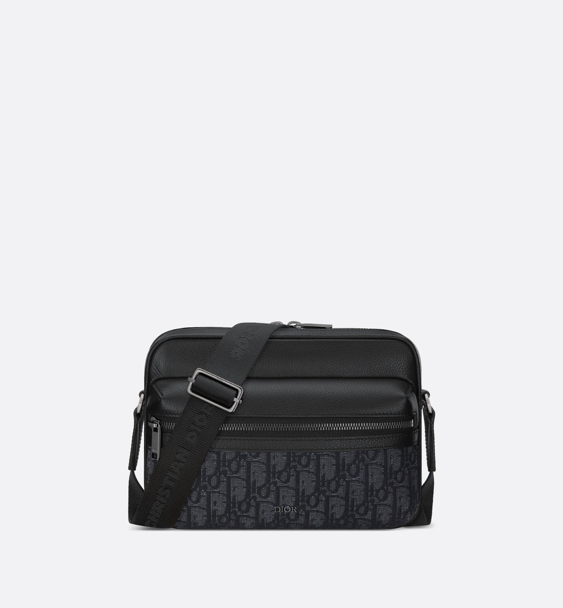 Rider 2.0 Zipped Messenger Bag Black Dior Oblique Jacquard And Black Grained Calfskin