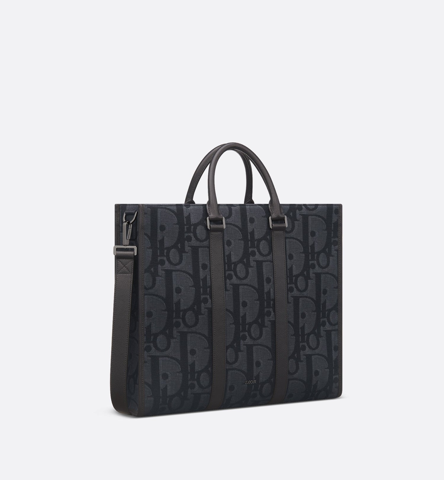 East-West Tote Bag Black Maxi Dior Oblique Jacquard And Black Grained Calfskin