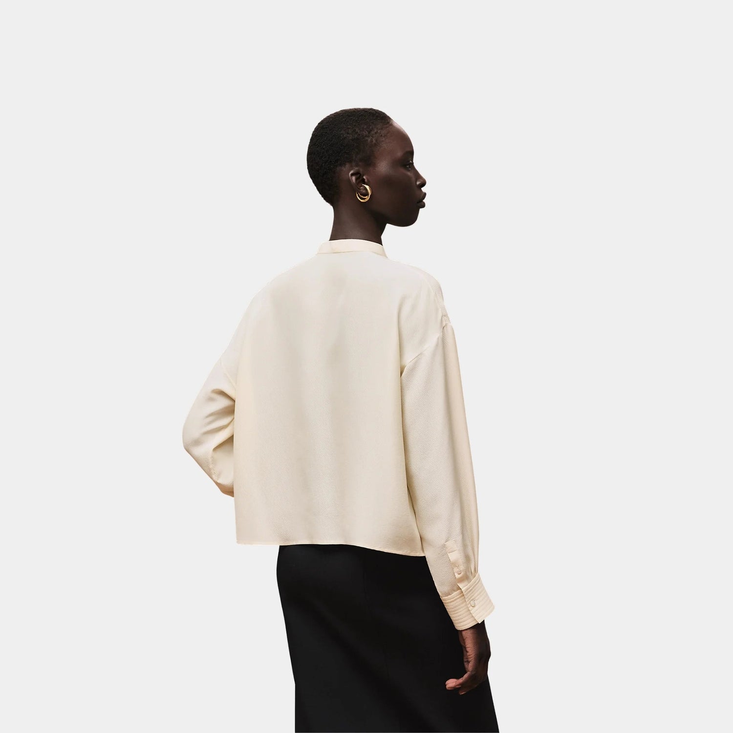 Shirt in Crepe Silk Cavalry