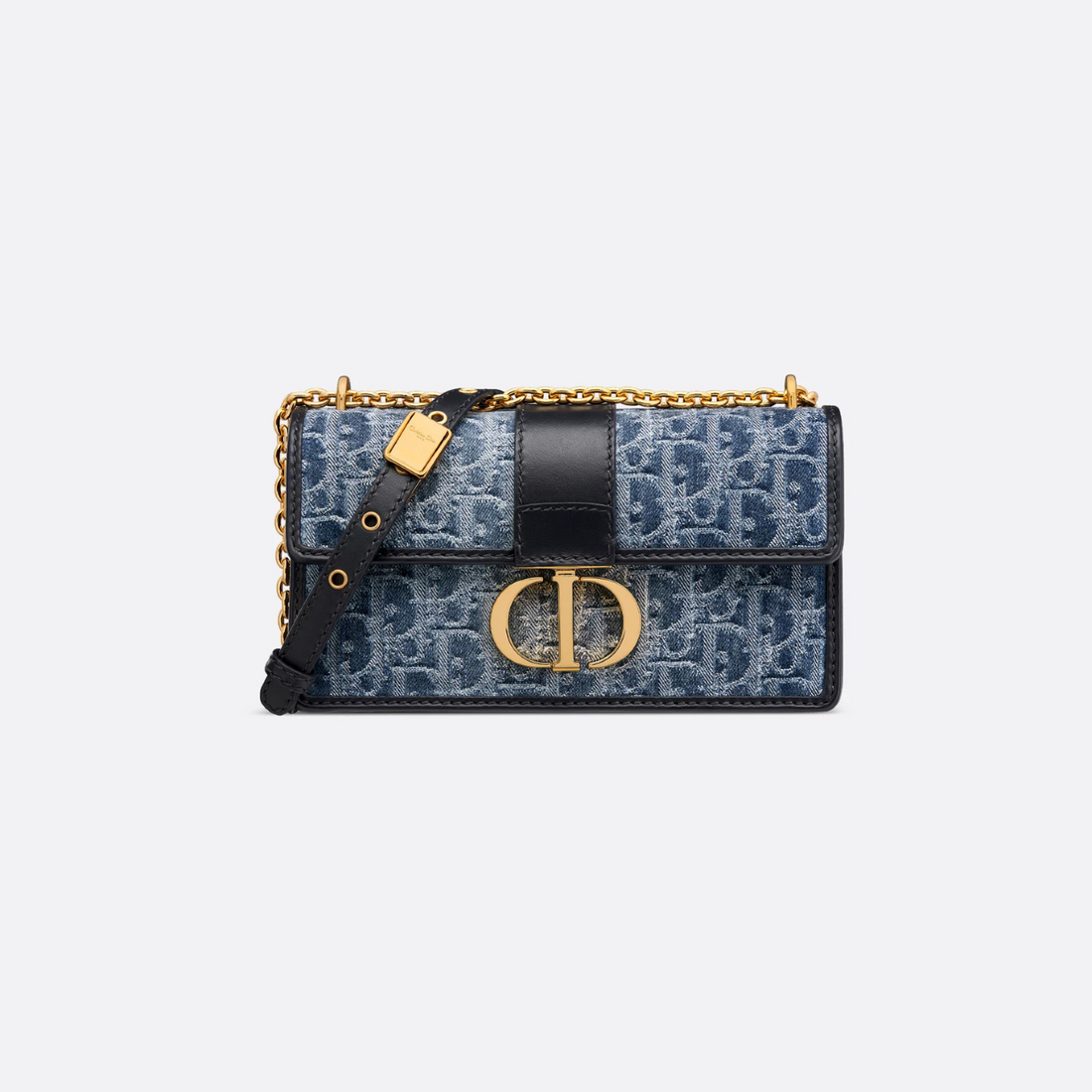 30 Montaigne East-West Bag with Chain Blue Denim Dior Oblique Jacquard