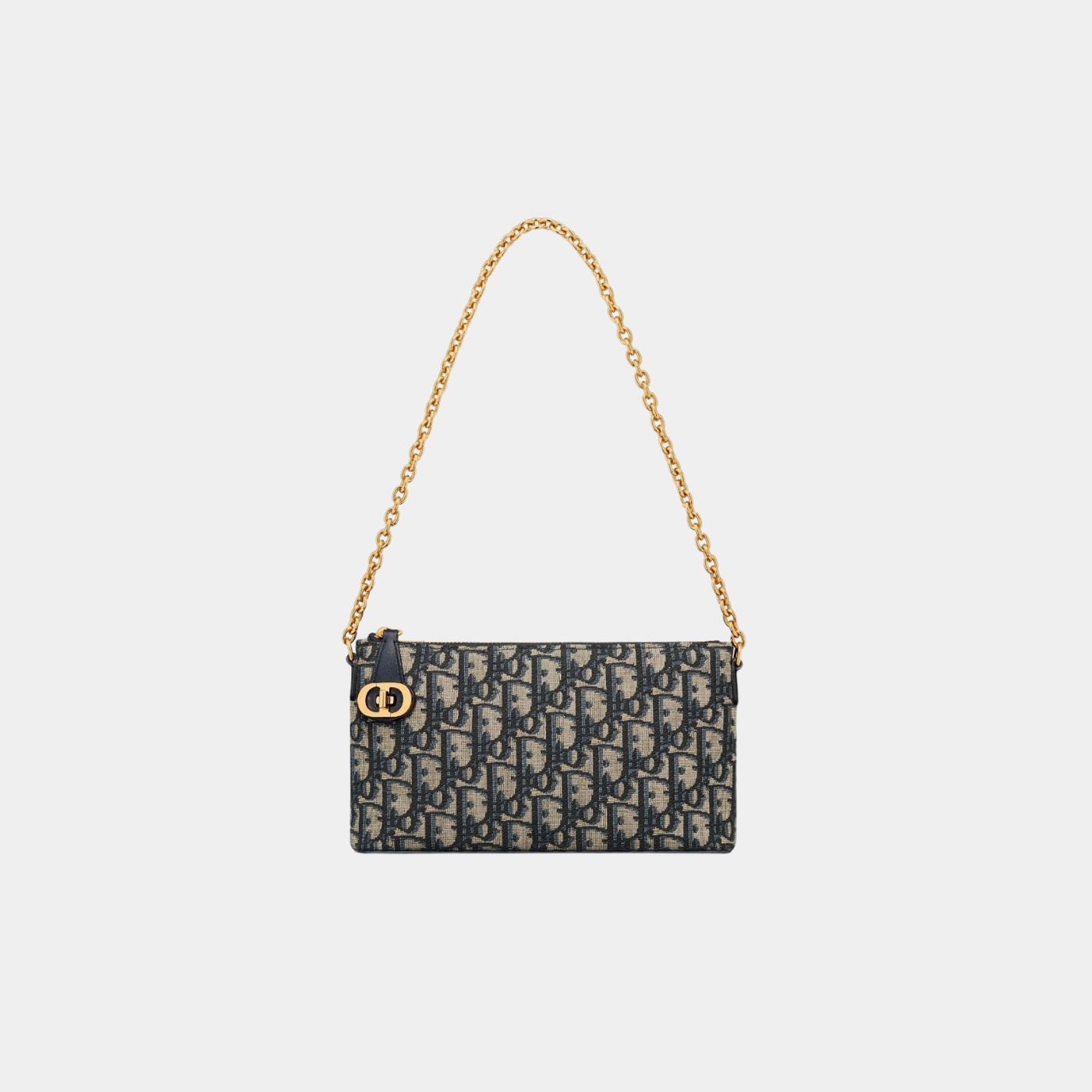 30 Montaigne Mini Bag with Chain Blue Oblique Jacquard