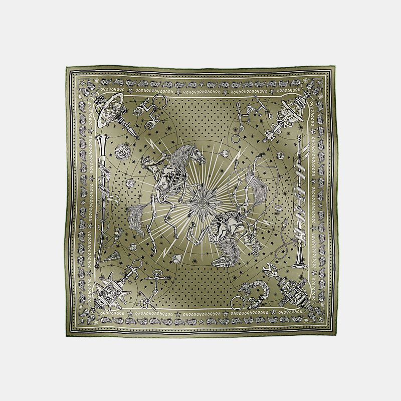 Hermes Chorus Stellarum Bandana 55, khaki Green, Front