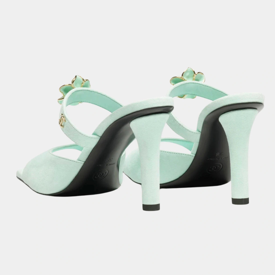 Mules Velvet goat & metal Light green
