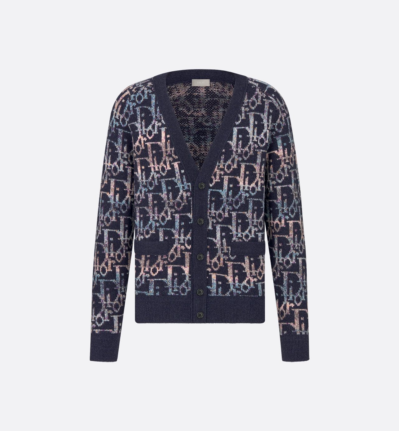 Oblique Cardigan Blue Wool Jacquard