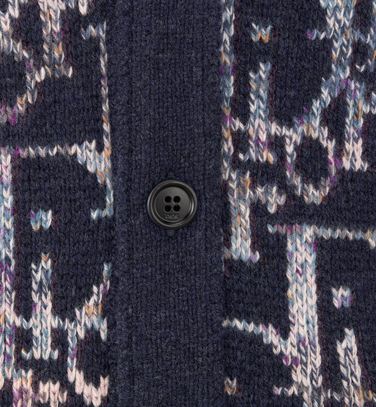 Oblique Cardigan Blue Wool Jacquard