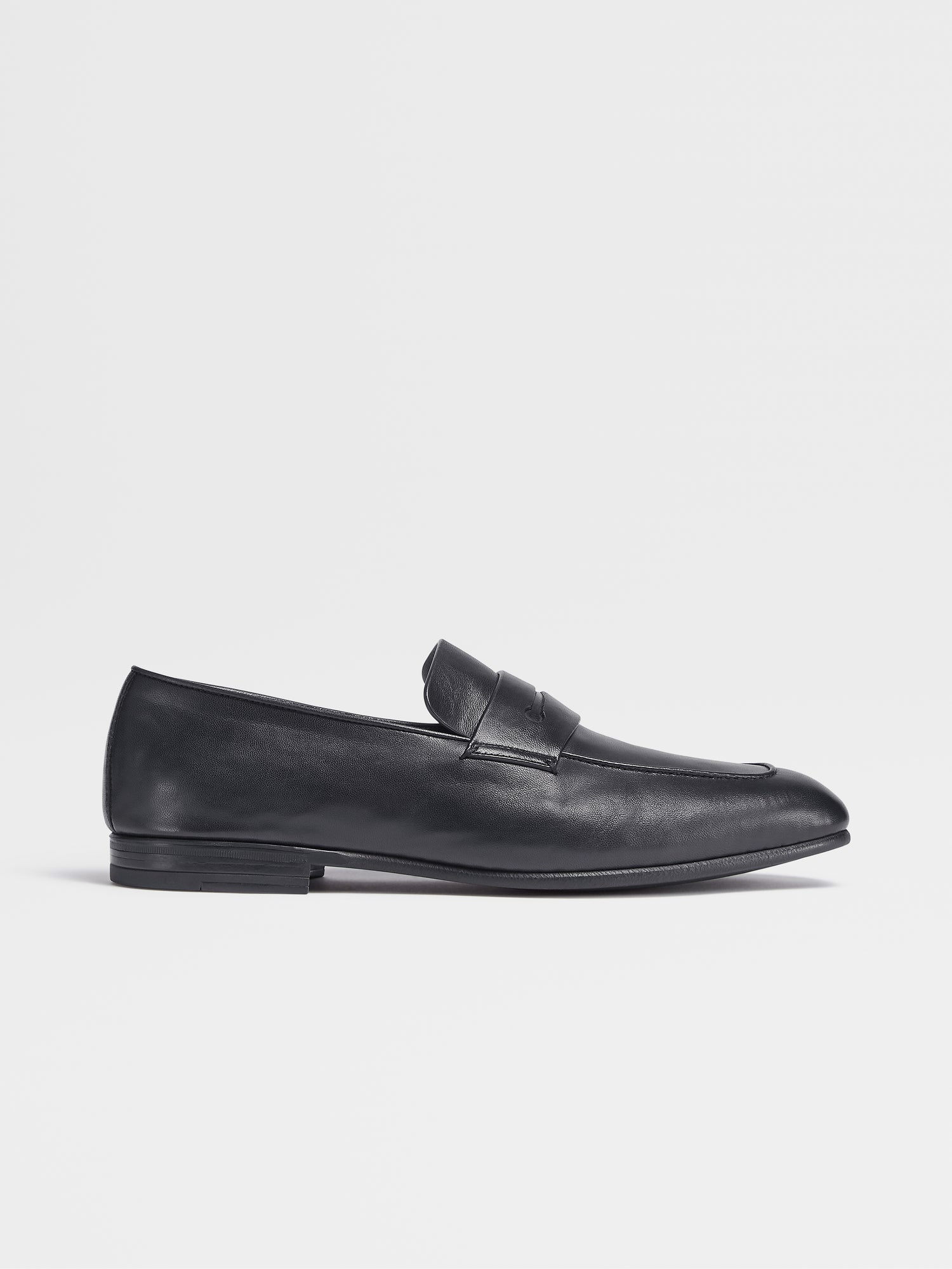 Navy Blue Leather L Asola Loafers