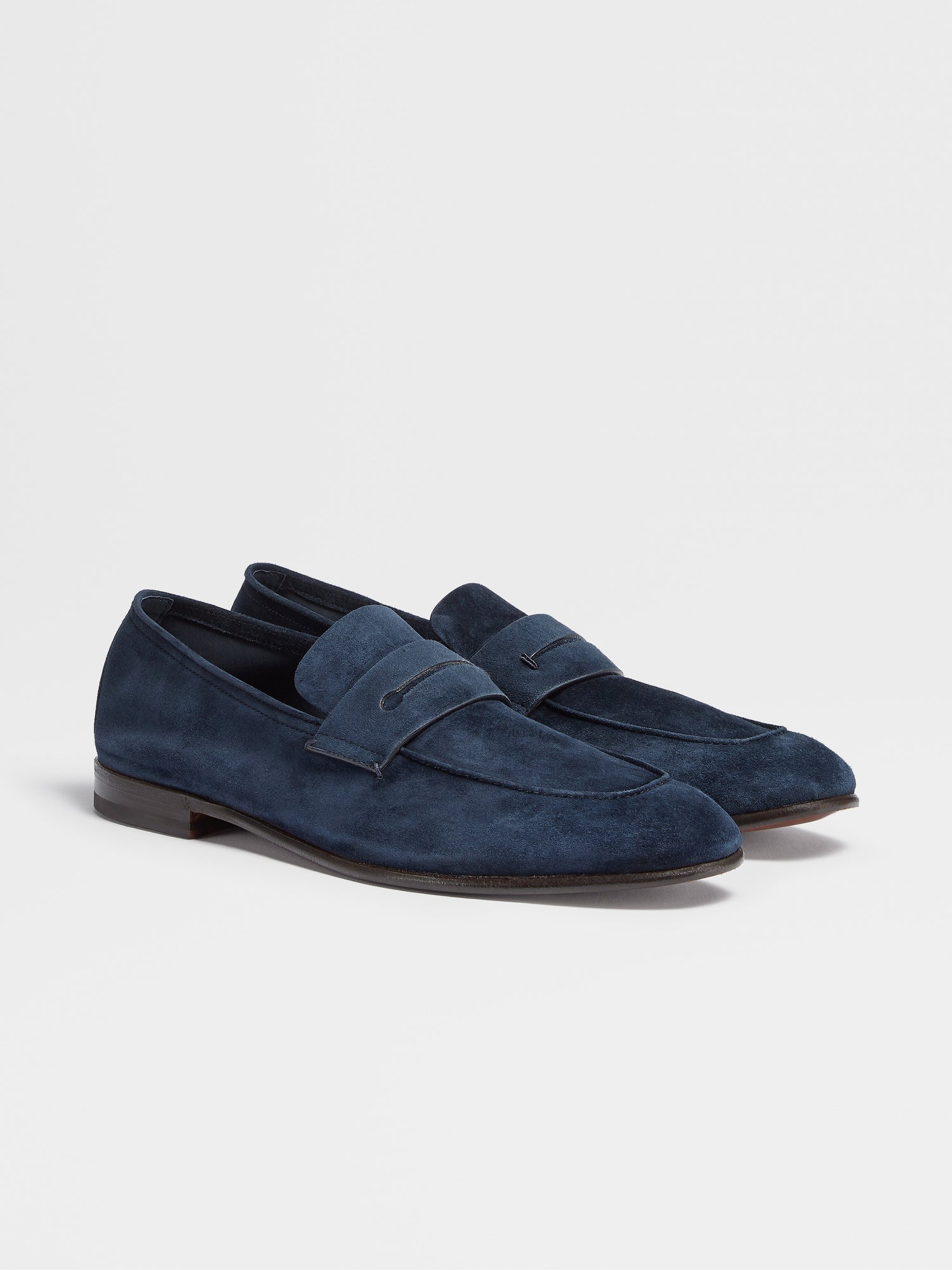 Navy Blue Suede L Asola Loafers