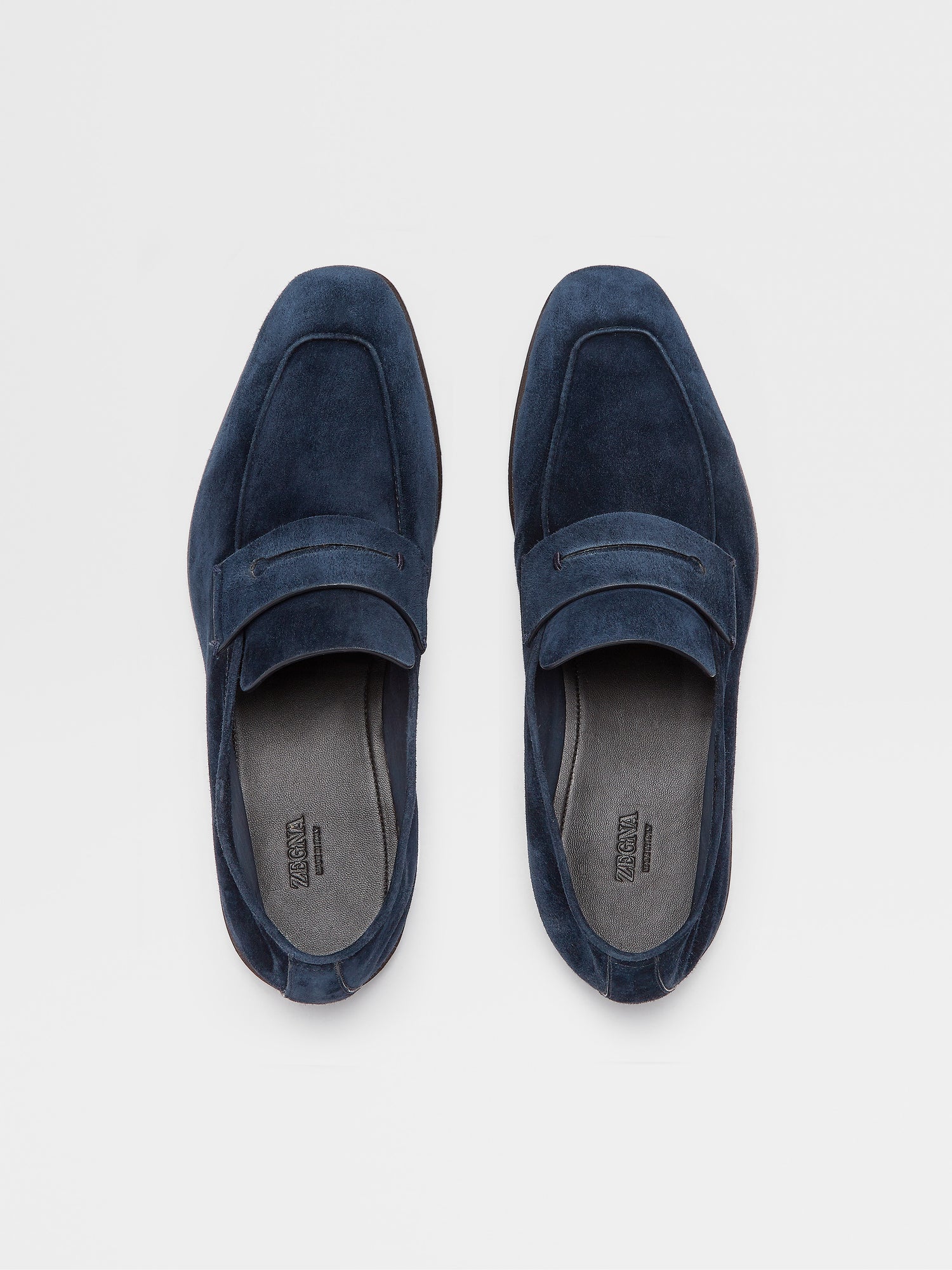 Navy Blue Suede L Asola Loafers