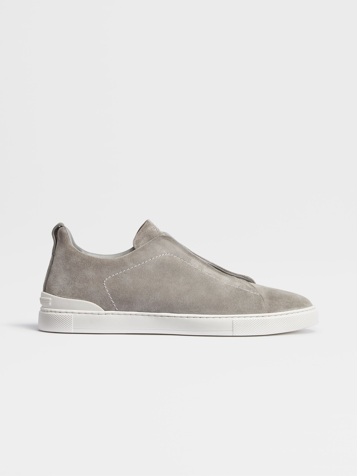 Grey Melange Suede Triple Stitch Sneakers