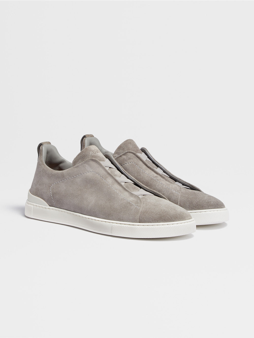 Grey Melange Suede Triple Stitch Sneakers