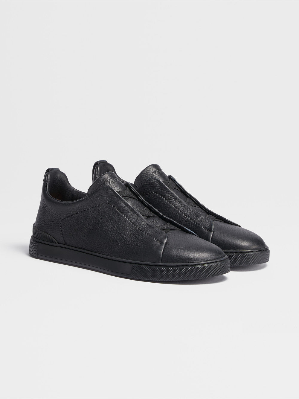 Black Deerskin Triple Stitch Sneakers