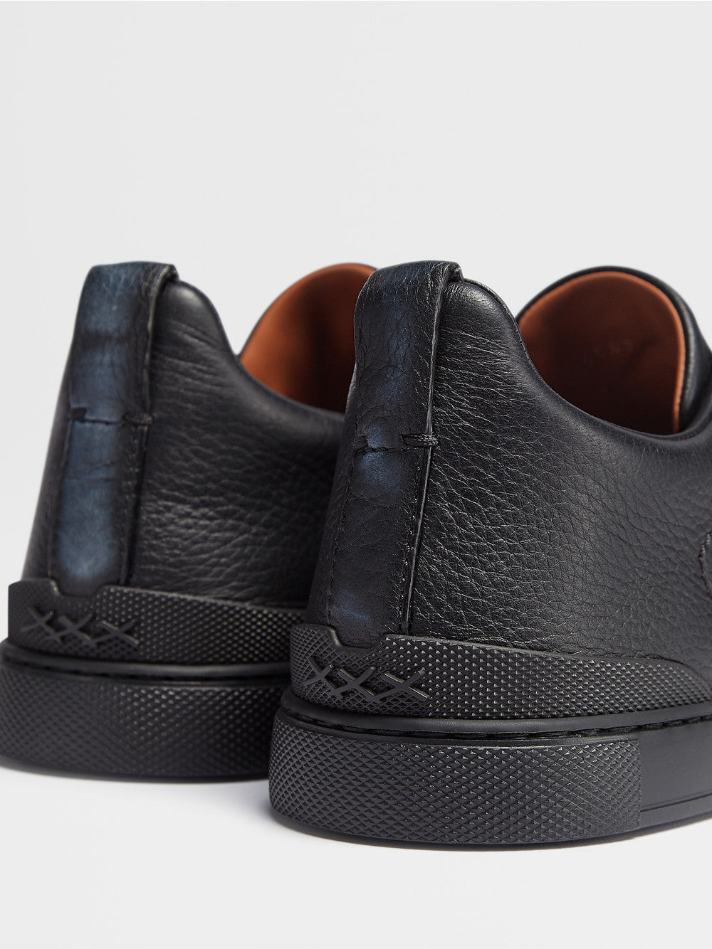 Black Deerskin Triple Stitch Sneakers